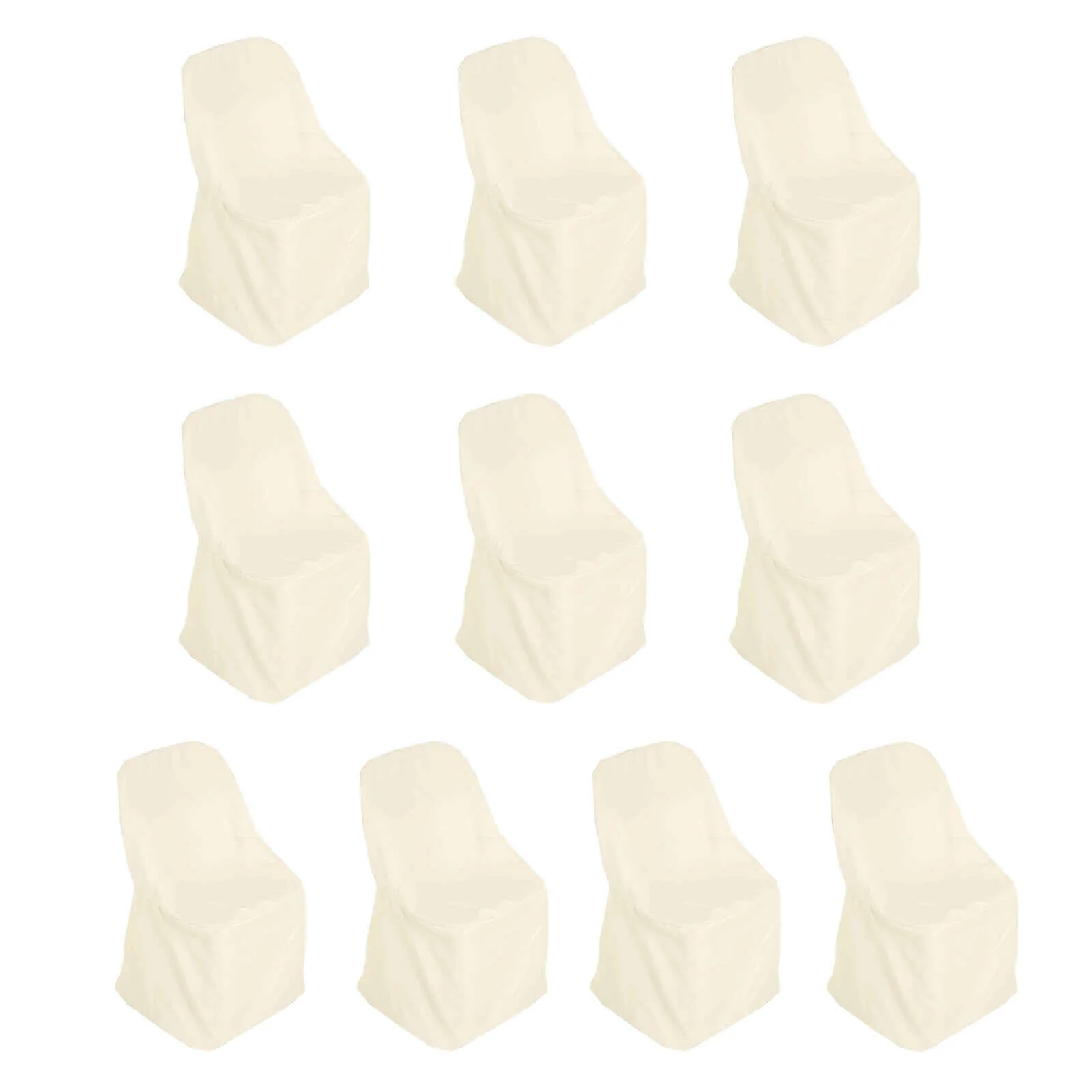 10 Pack Polyester Folding Chair Covers Beige - Reusable Stain-Resistant Slipcovers - Image 3