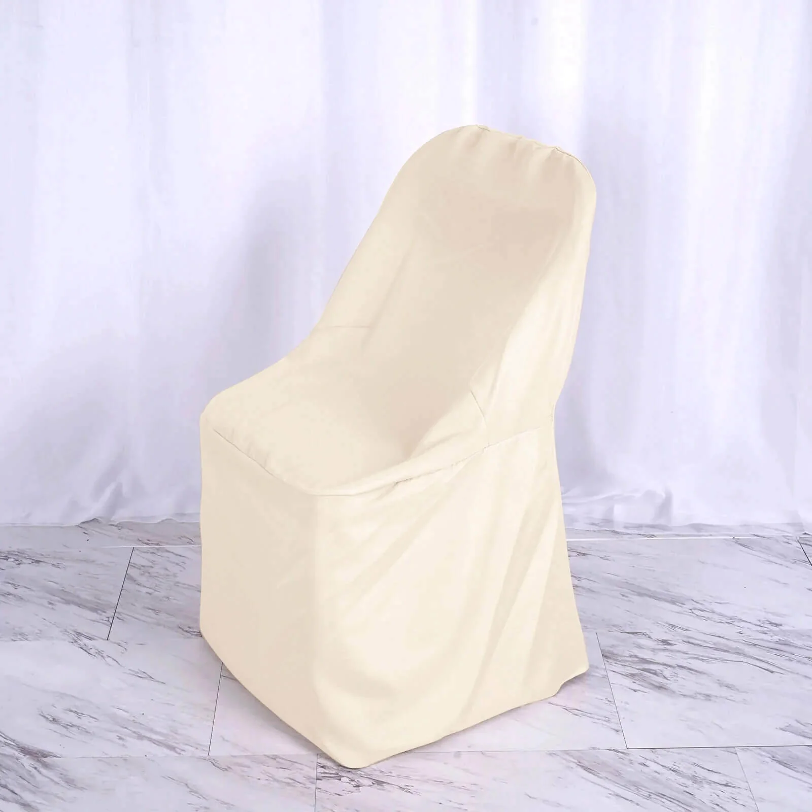 10 Pack Polyester Folding Chair Covers Beige - Reusable Stain-Resistant Slipcovers - Image 6