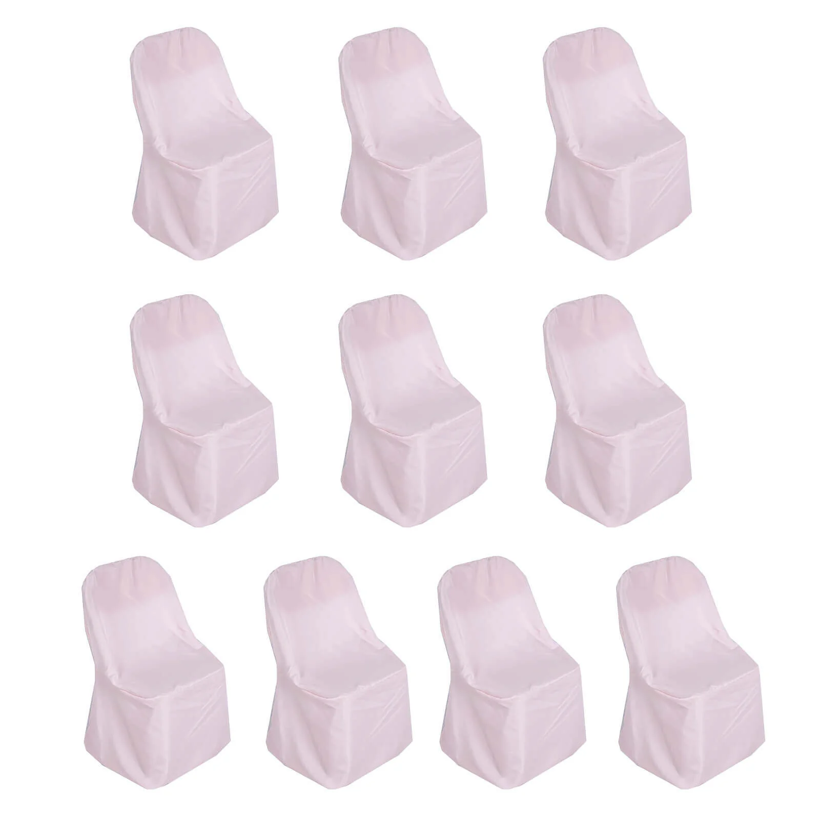 10 Pack Polyester Folding Chair Covers Blush - Reusable Stain-Resistant Slipcovers - Image 3