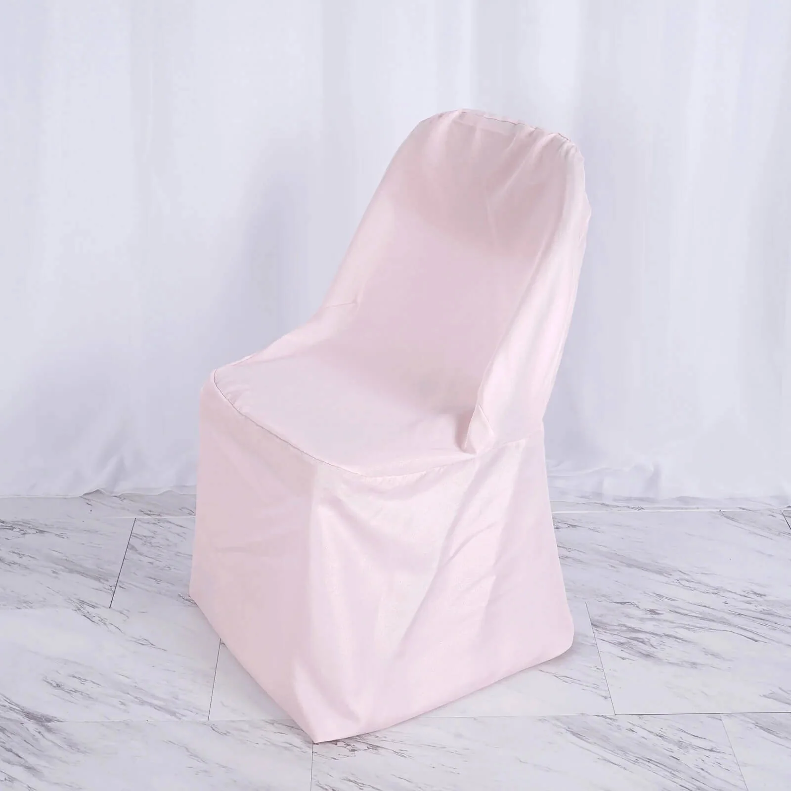 10 Pack Polyester Folding Chair Covers Blush - Reusable Stain-Resistant Slipcovers - Image 6