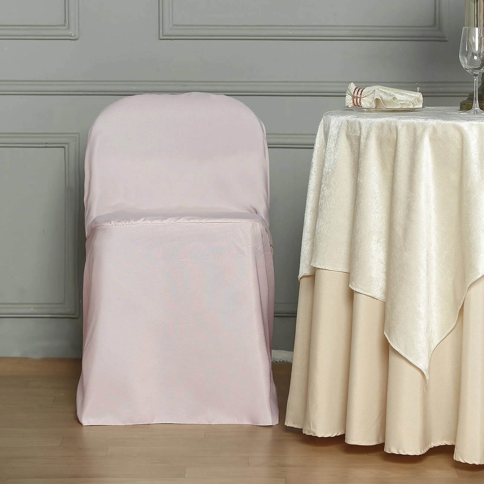 10 Pack Polyester Folding Chair Covers Blush - Reusable Stain-Resistant Slipcovers - Image 7