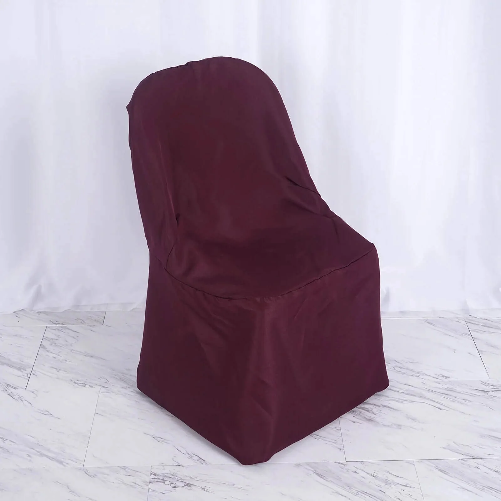 10 Pack Polyester Folding Chair Covers Burgundy - Reusable Stain-Resistant Slipcovers - Image 2