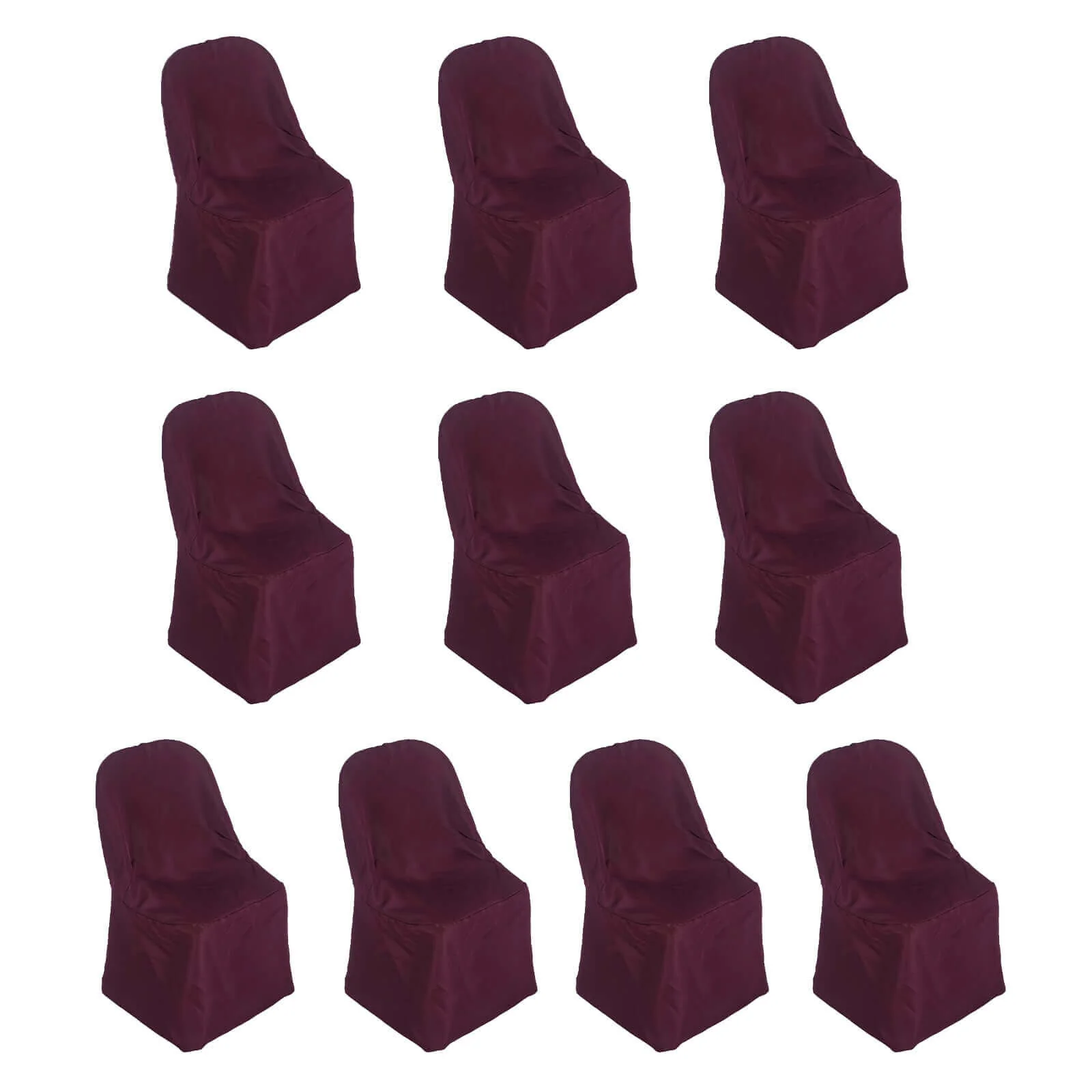 10 Pack Polyester Folding Chair Covers Burgundy - Reusable Stain-Resistant Slipcovers - Image 3