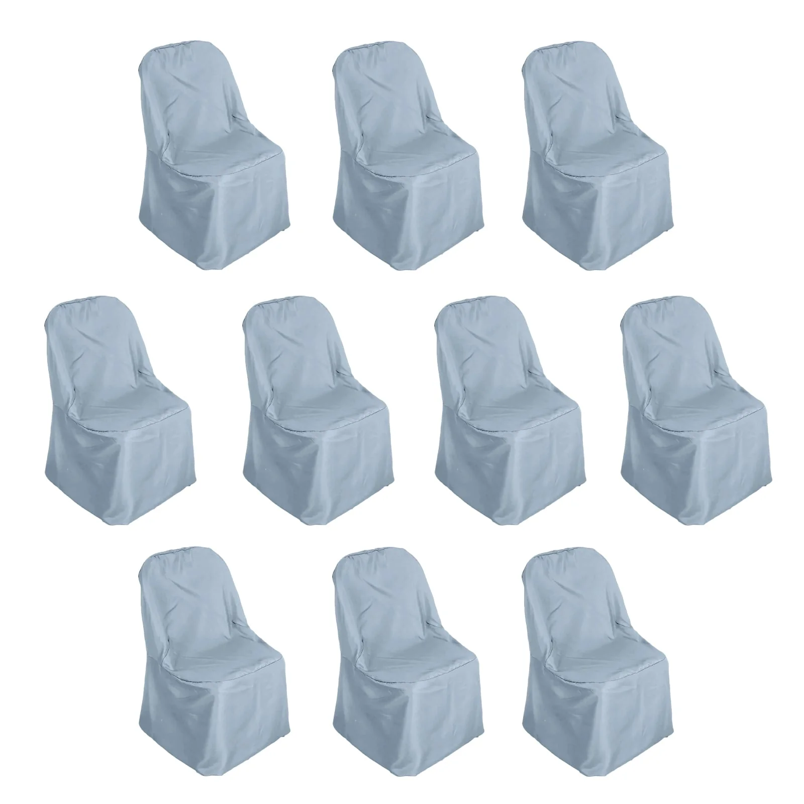 10 Pack Polyester Folding Chair Covers Dusty Blue - Reusable Stain-Resistant Slipcovers