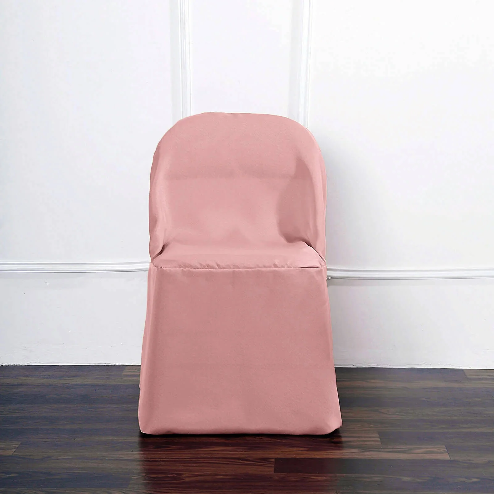 10 Pack Polyester Folding Chair Covers Dusty Rose - Reusable Stain-Resistant Slipcovers - Image 2