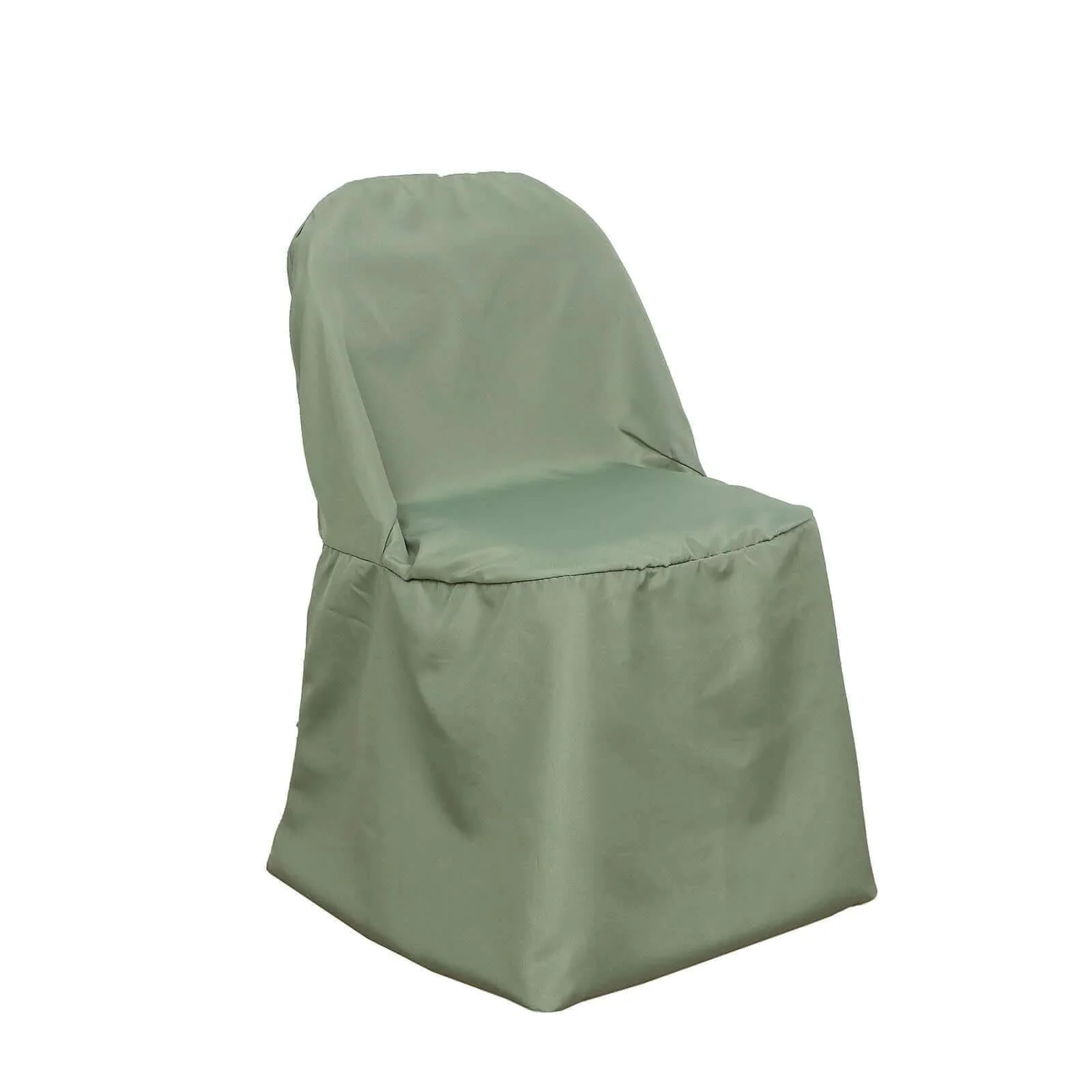 10 Pack Polyester Folding Chair Covers Dusty Sage Green - Reusable Stain-Resistant Slipcovers - Image 9