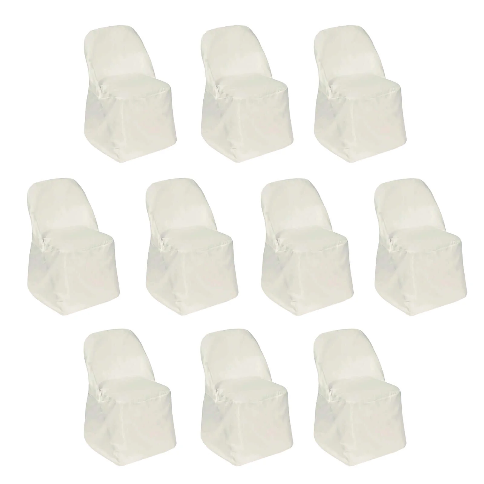 10 Pack Polyester Folding Chair Covers Ivory - Reusable Stain-Resistant Slipcovers
