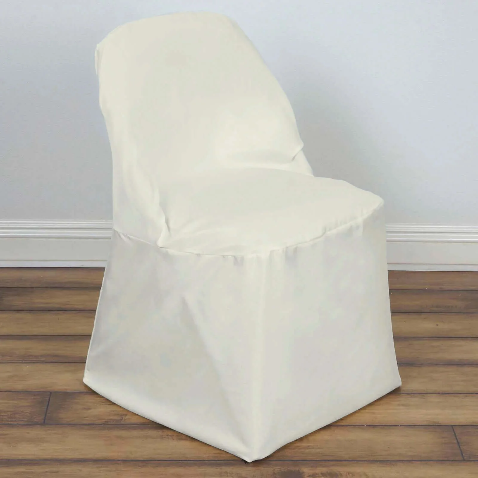 10 Pack Polyester Folding Chair Covers Ivory - Reusable Stain-Resistant Slipcovers - Image 2