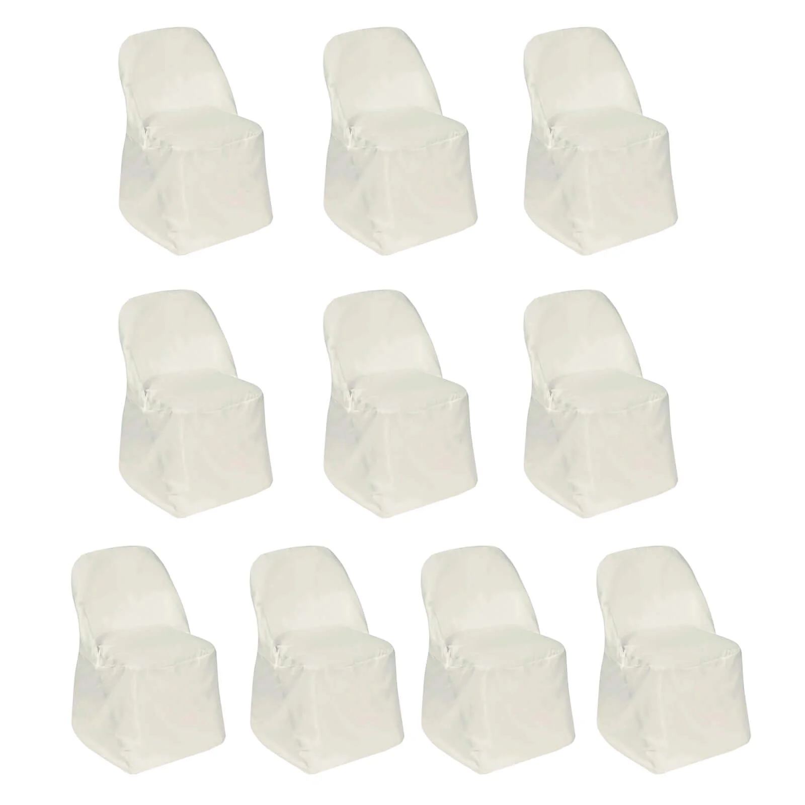 10 Pack Polyester Folding Chair Covers Ivory - Reusable Stain-Resistant Slipcovers - Image 3