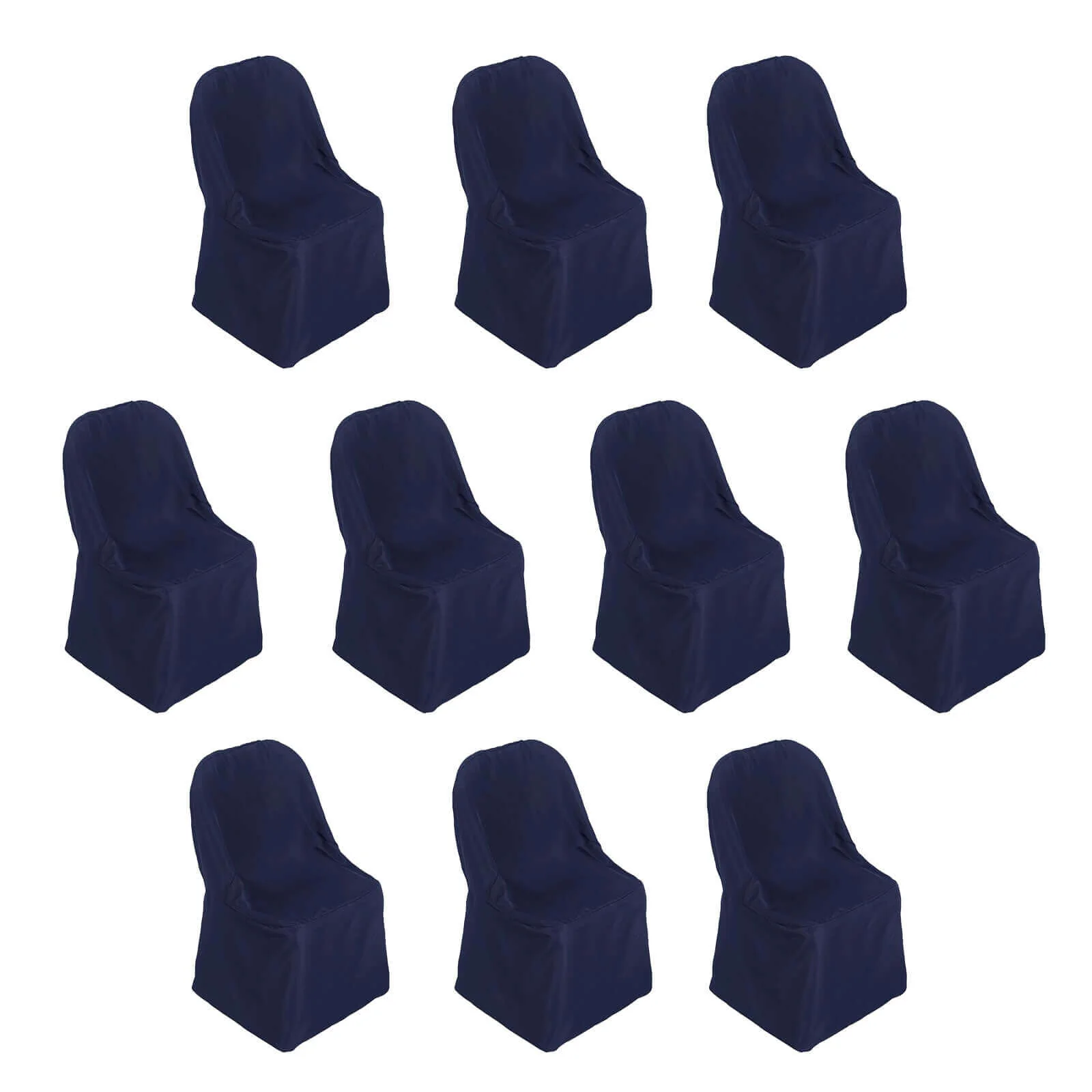 10 Pack Polyester Folding Chair Covers Navy Blue - Reusable Stain-Resistant Slipcovers