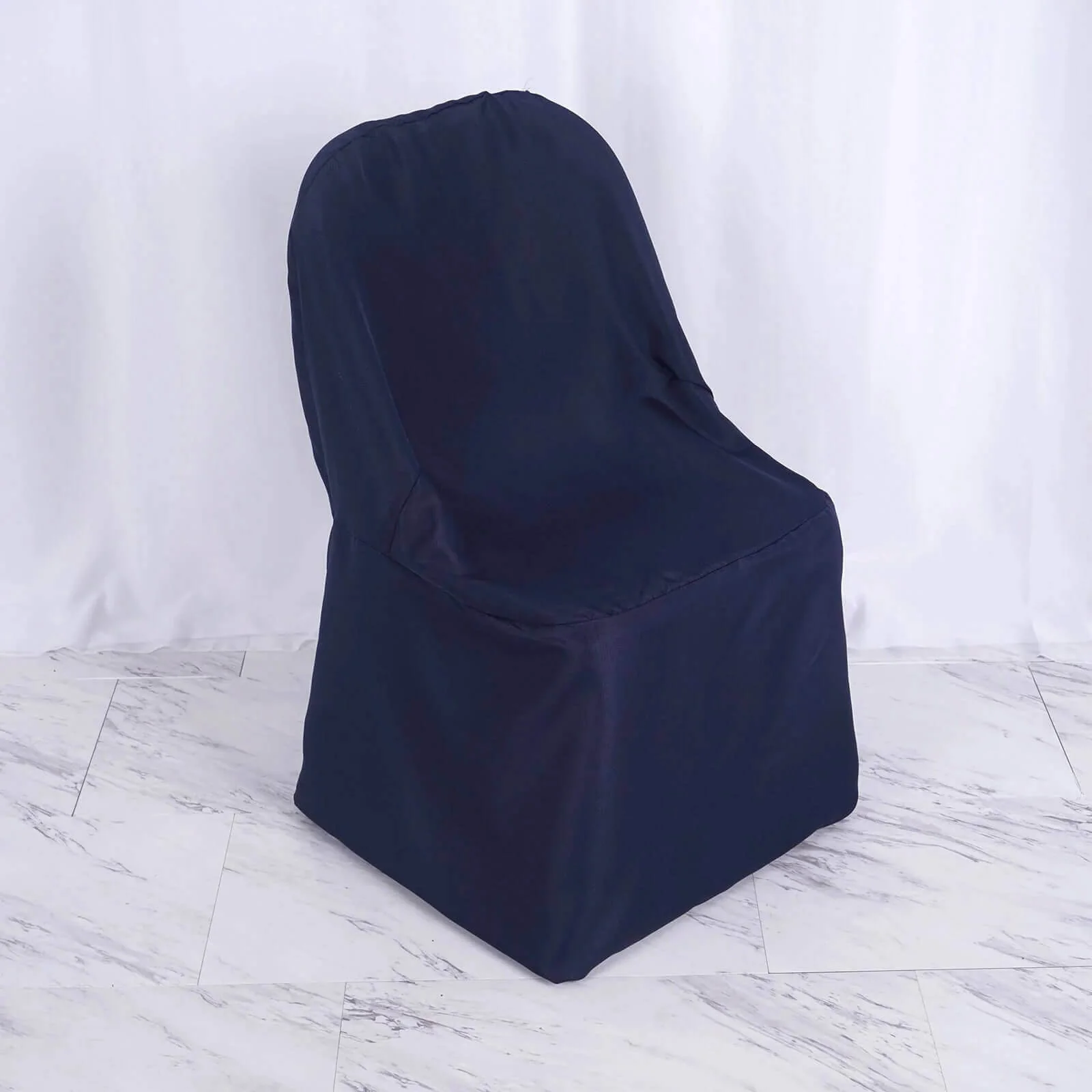 10 Pack Polyester Folding Chair Covers Navy Blue - Reusable Stain-Resistant Slipcovers - Image 2