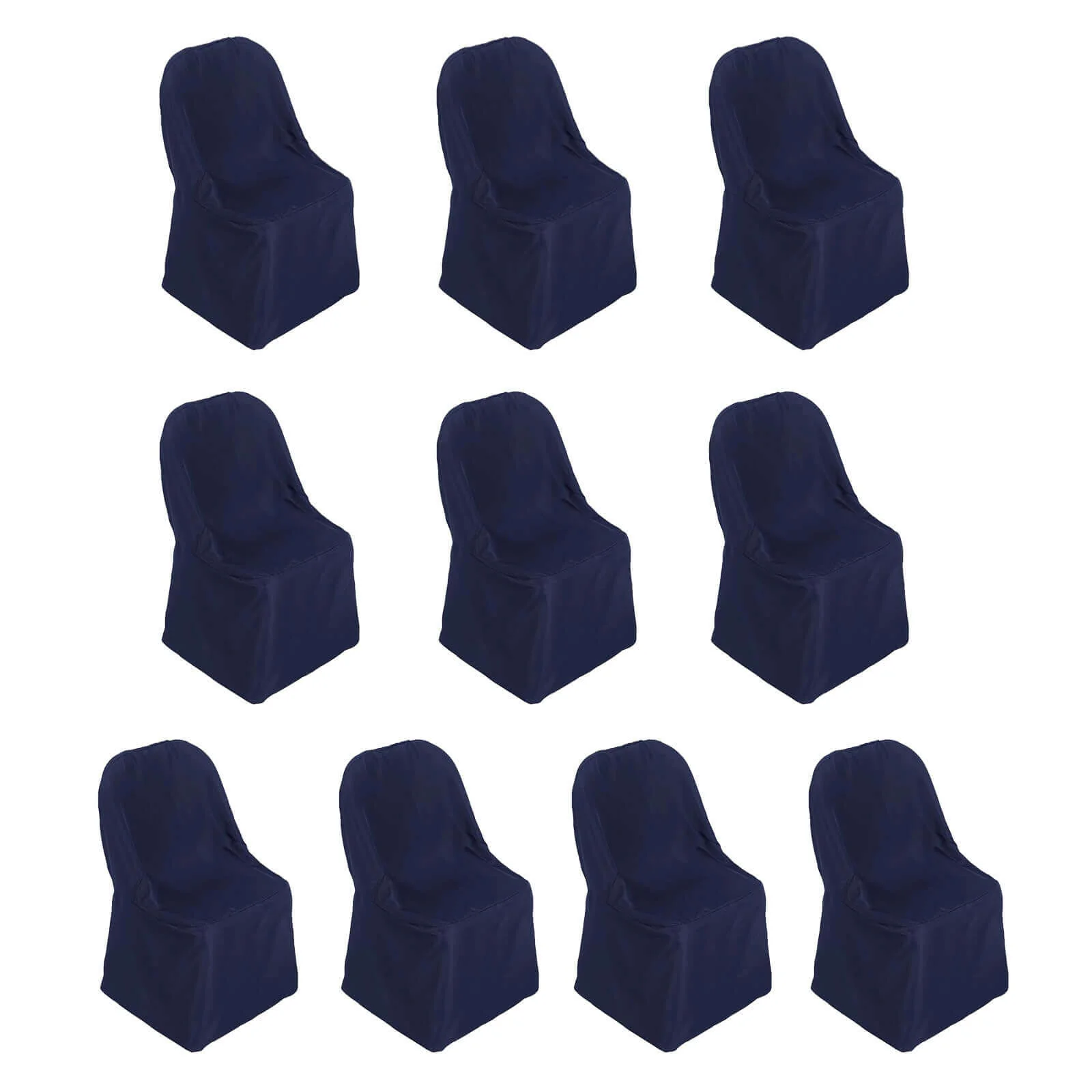 10 Pack Polyester Folding Chair Covers Navy Blue - Reusable Stain-Resistant Slipcovers - Image 3