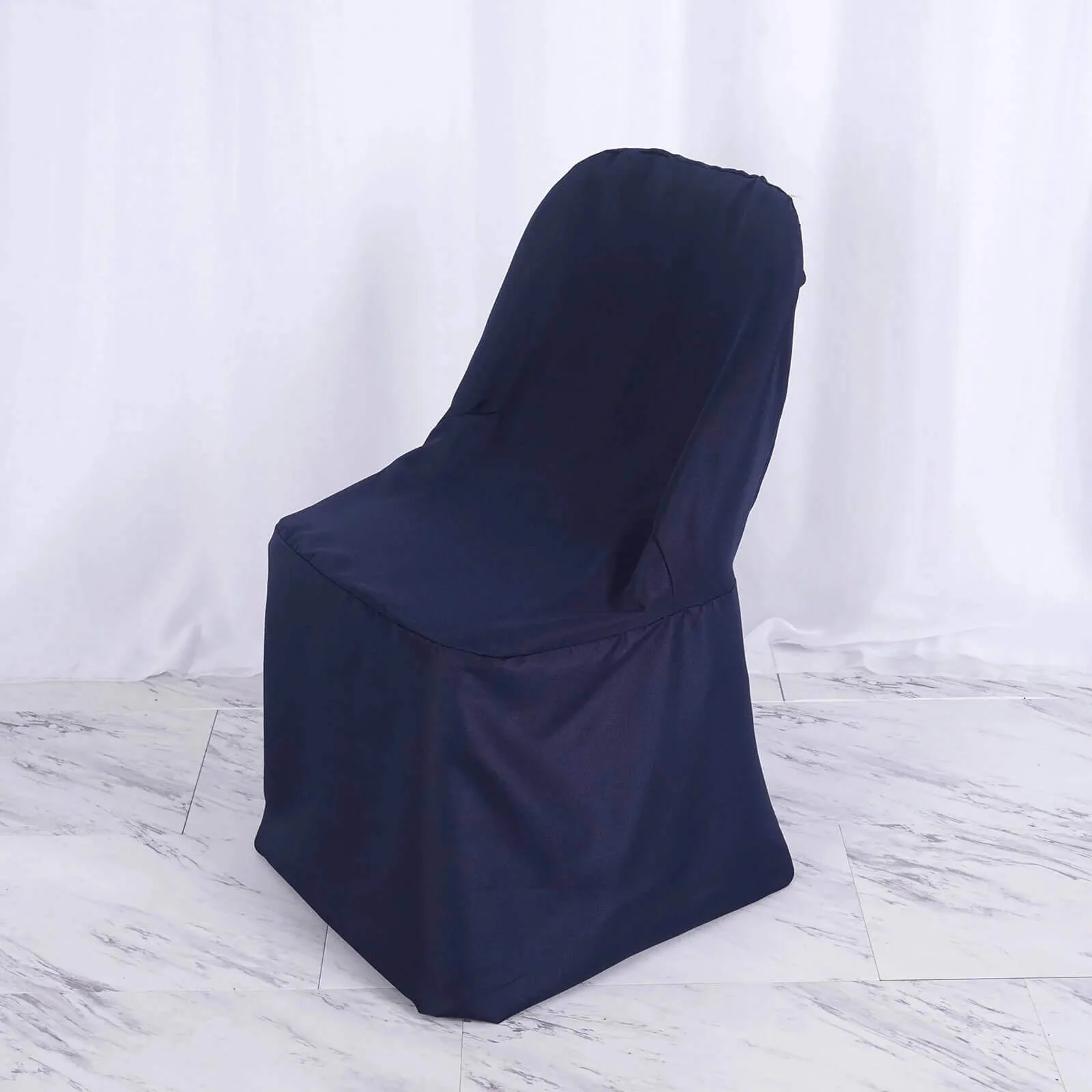 10 Pack Polyester Folding Chair Covers Navy Blue - Reusable Stain-Resistant Slipcovers - Image 6