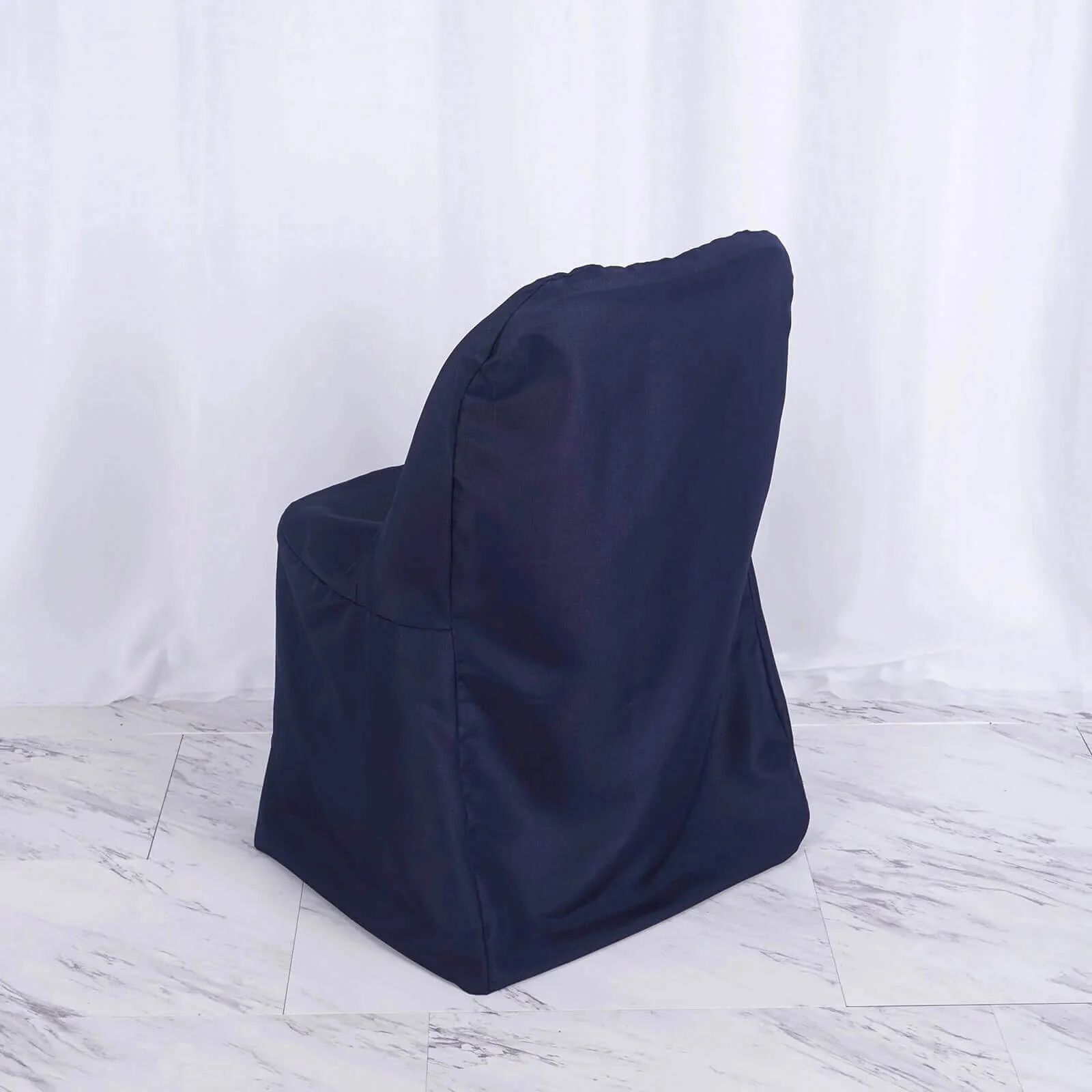 10 Pack Polyester Folding Chair Covers Navy Blue - Reusable Stain-Resistant Slipcovers - Image 7