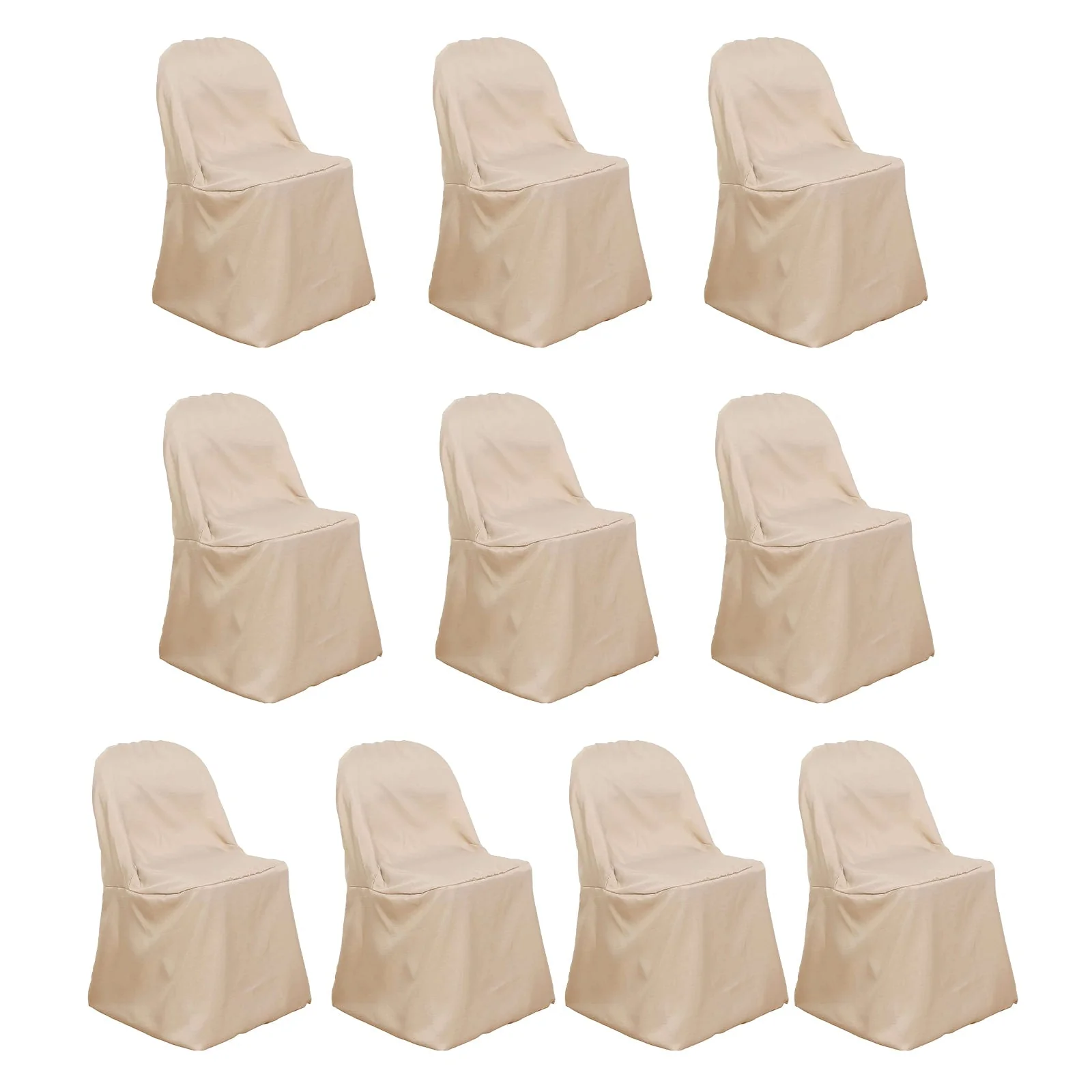 10 Pack Polyester Folding Chair Covers Nude - Reusable Stain-Resistant Slipcovers - Image 3