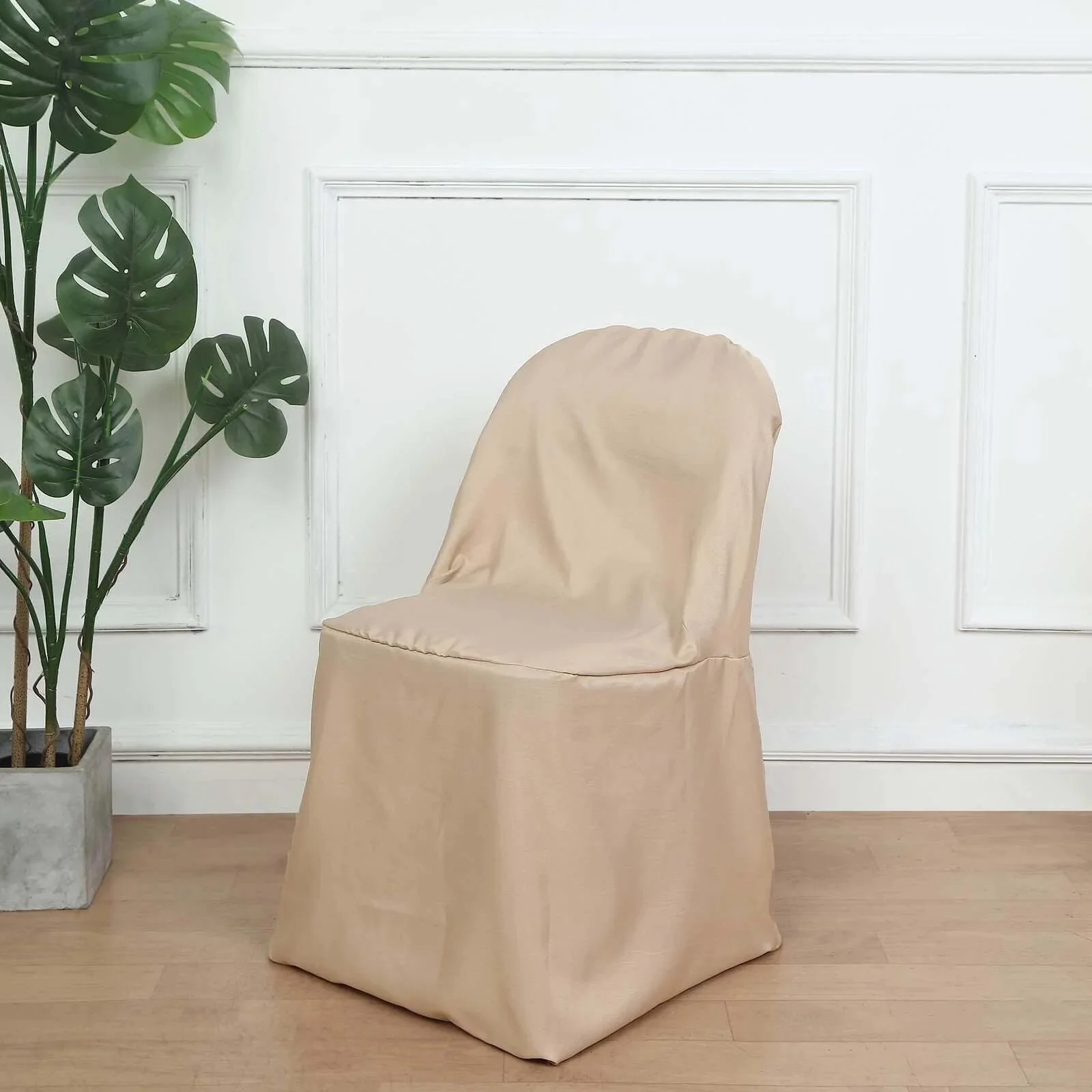 10 Pack Polyester Folding Chair Covers Nude - Reusable Stain-Resistant Slipcovers - Image 6