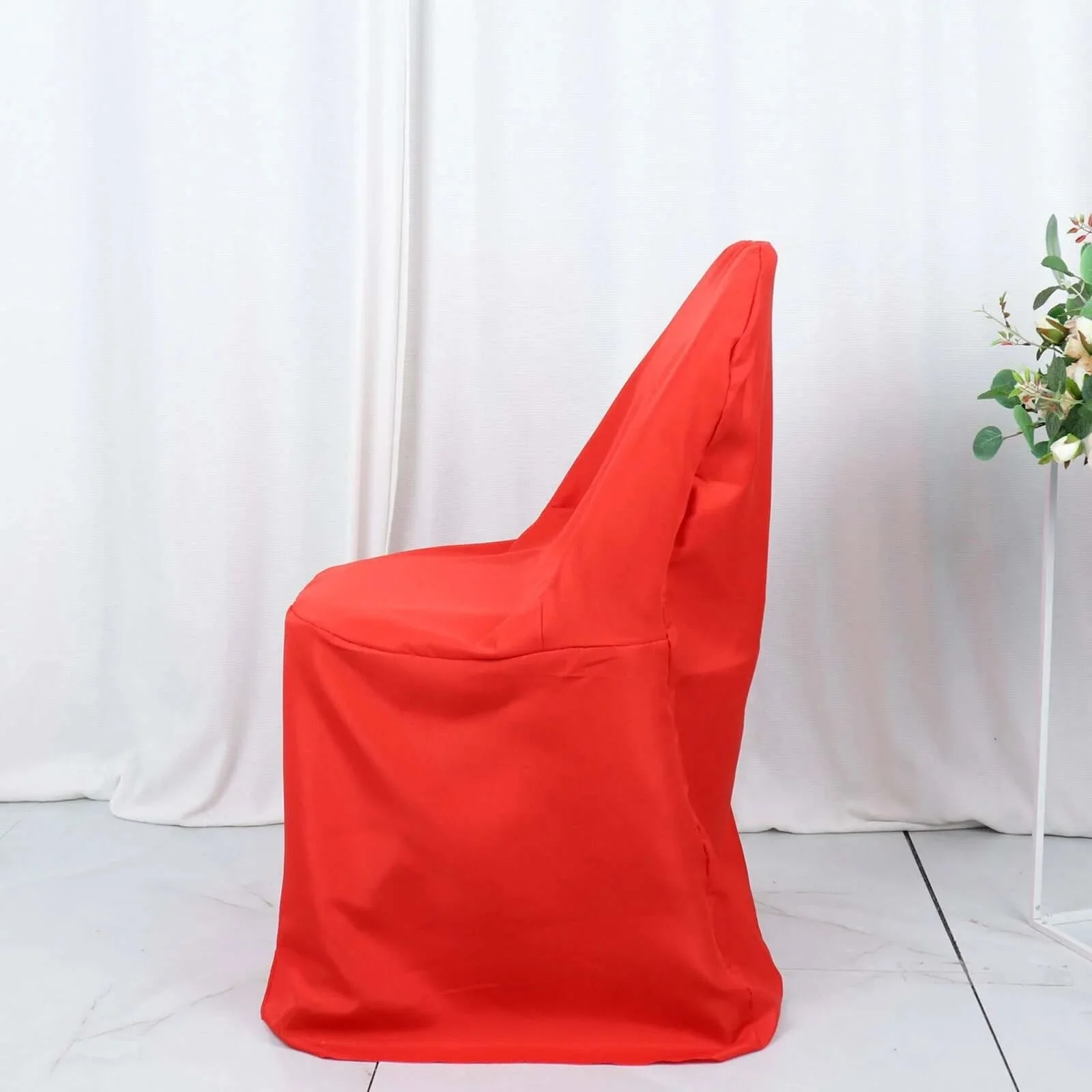 10 Pack Polyester Folding Chair Covers Red - Reusable Stain-Resistant Slipcovers - Image 14