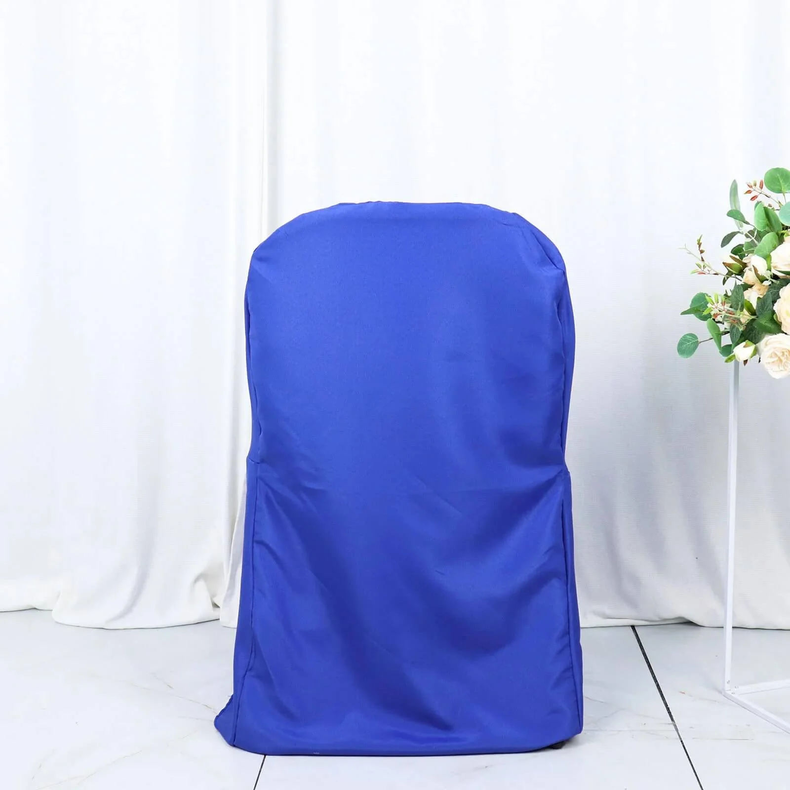 10 Pack Polyester Folding Chair Covers Royal Blue - Reusable Stain-Resistant Slipcovers - Image 6