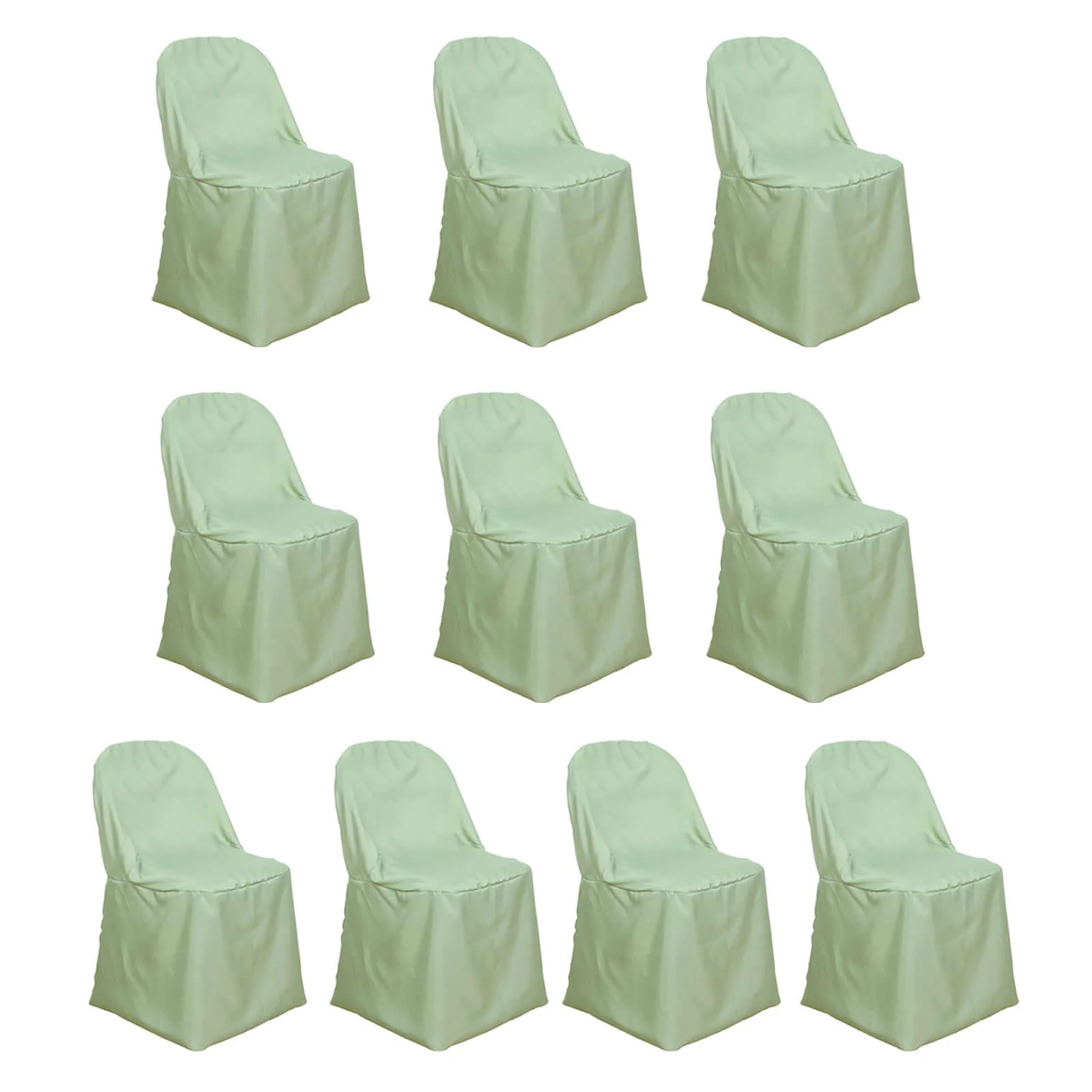 10 Pack Polyester Folding Chair Covers Sage Green - Reusable Stain-Resistant Slipcovers - Image 8