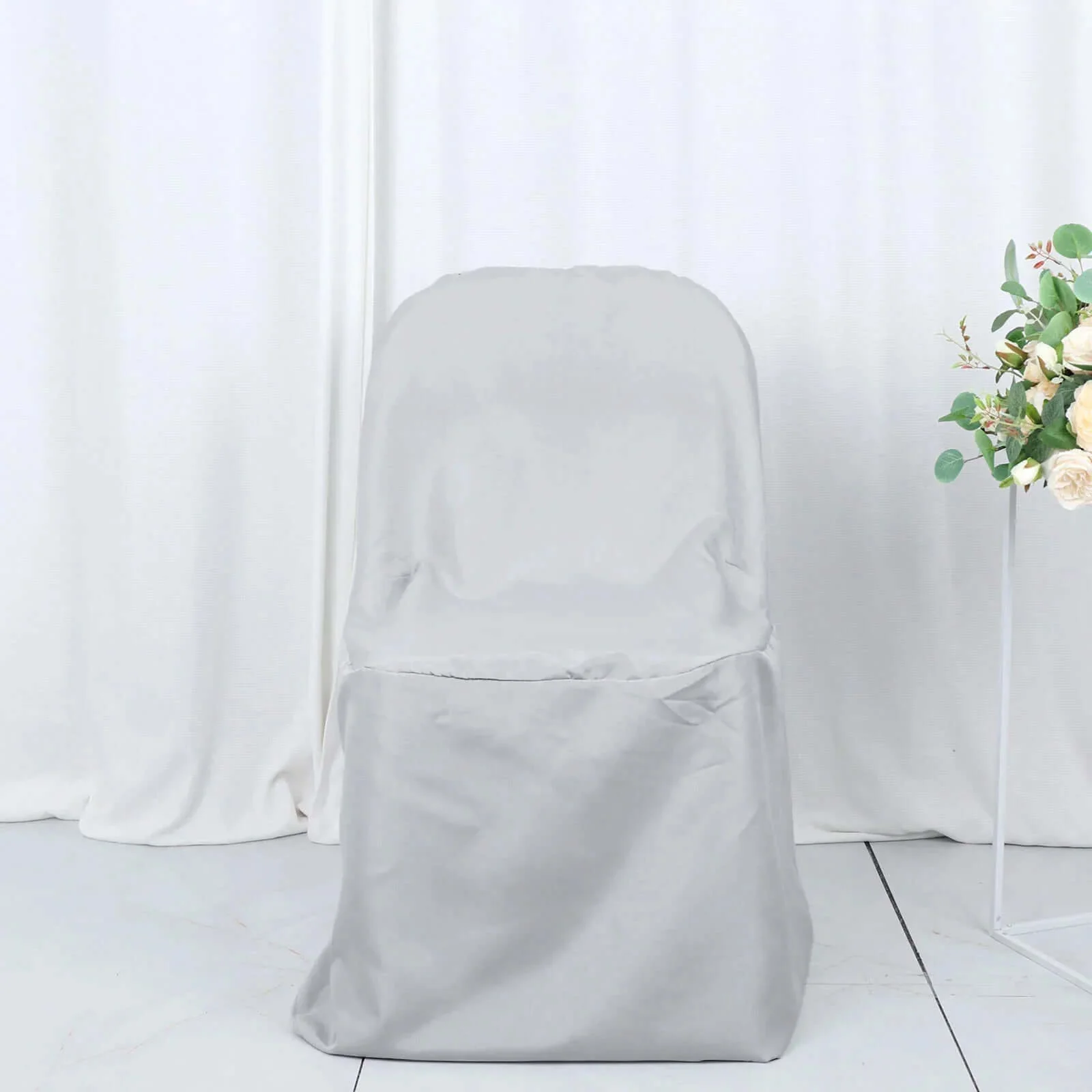 10 Pack Polyester Folding Chair Covers Silver - Reusable Stain-Resistant Slipcovers - Image 13