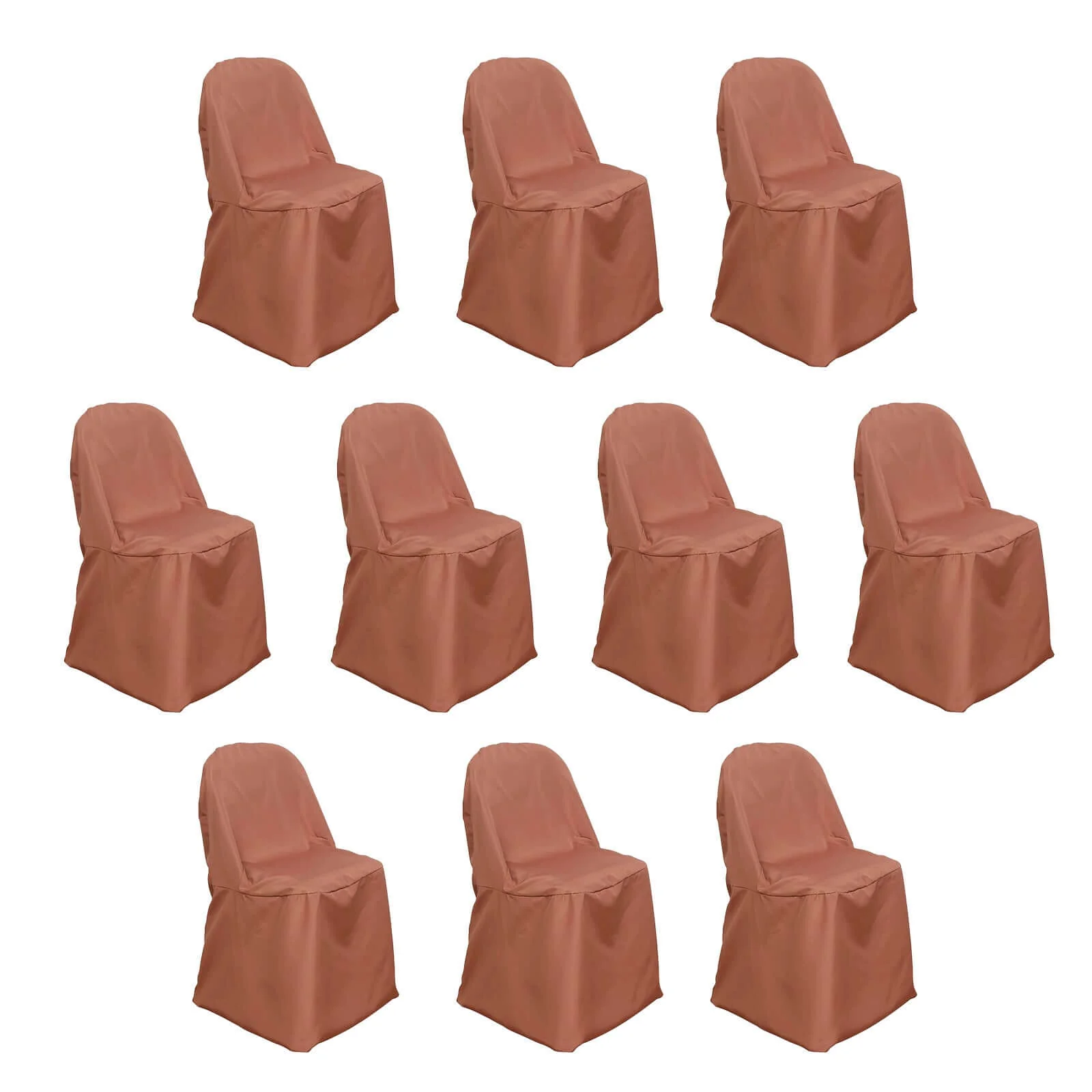 10 Pack Polyester Folding Chair Covers Terracotta (Rust) - Reusable Stain-Resistant Slipcovers