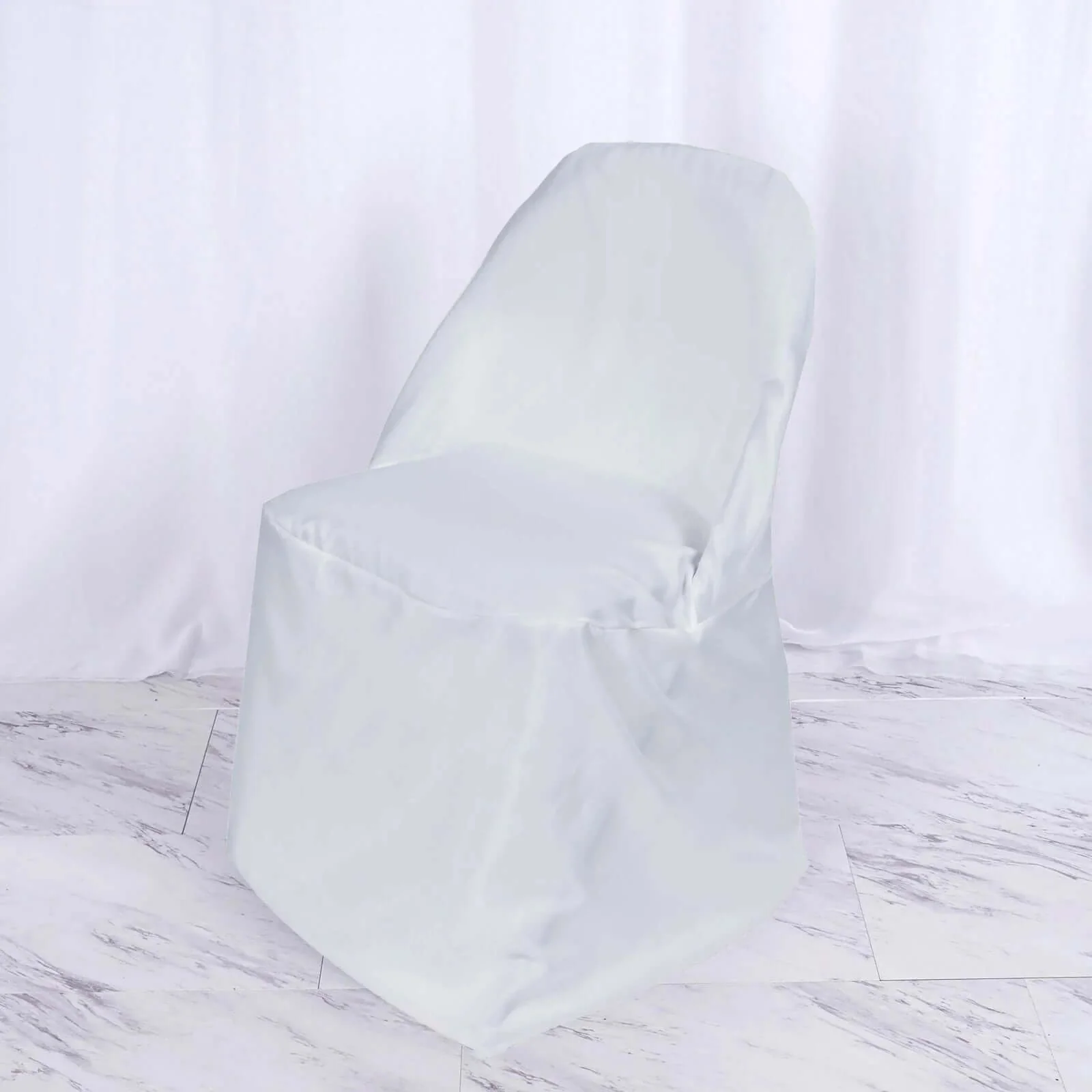 10 Pack Polyester Folding Chair Covers White - Reusable Stain-Resistant Slip-On Covers for Weddings & Parties - Image 2