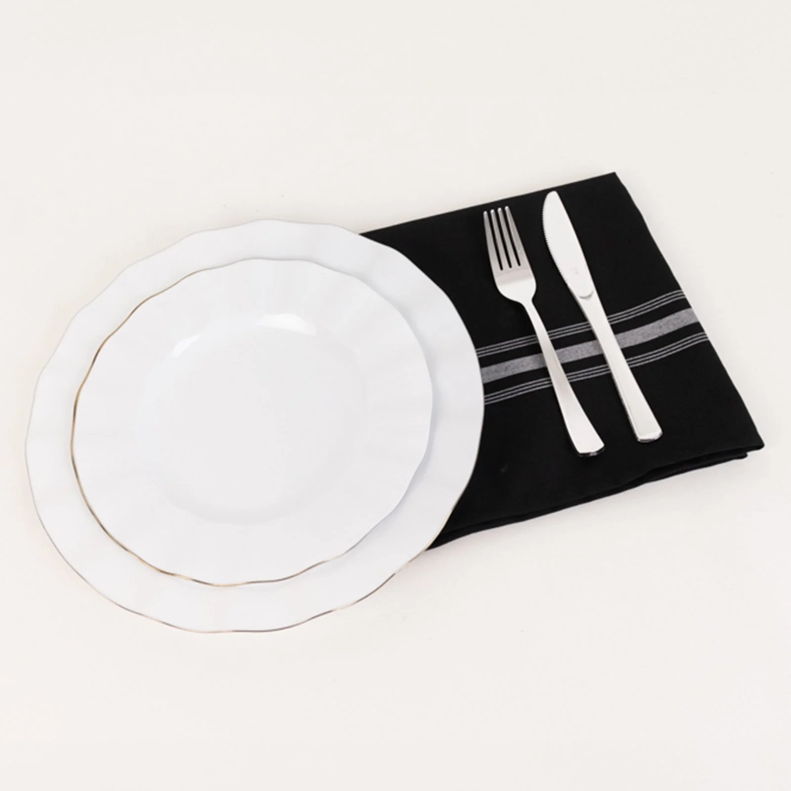 10 Pack Premium Spun Polyester Napkins 18"x22" Black/White Bistro Style - Soft & Highly Durable Dinner Napkins - Image 2