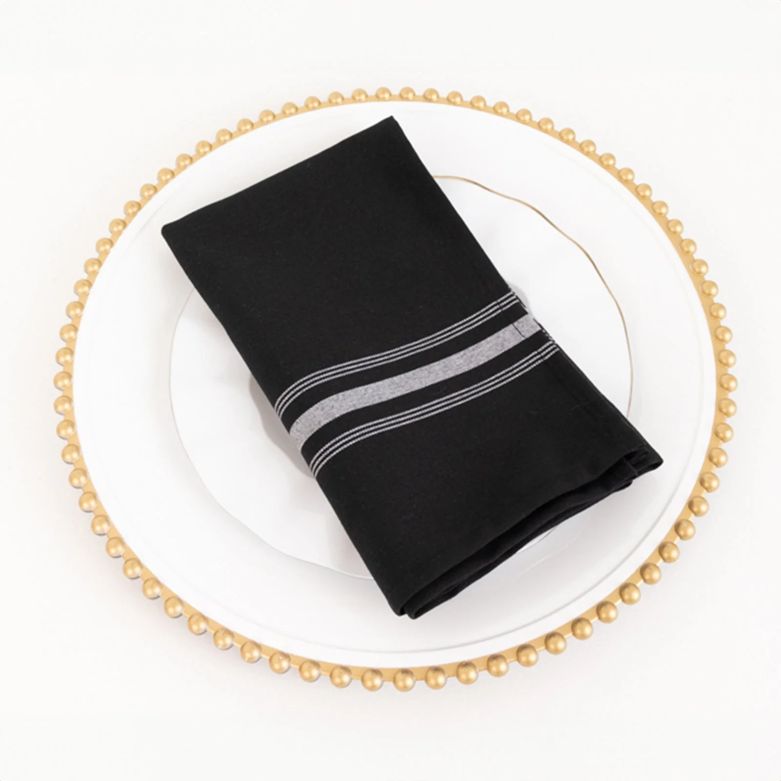 10 Pack Premium Spun Polyester Napkins 18"x22" Black/White Bistro Style - Soft & Highly Durable Dinner Napkins - Image 3