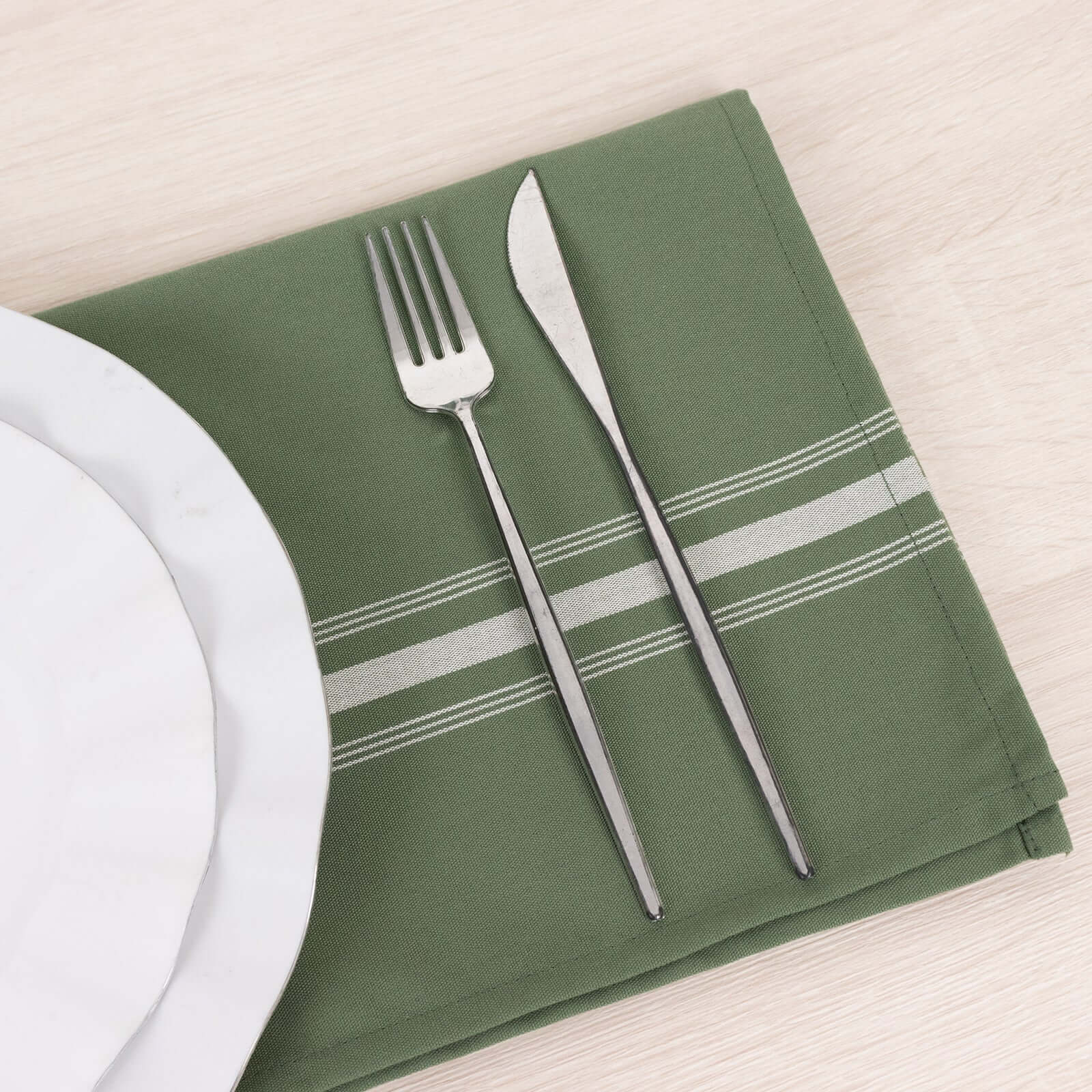 10 Pack Premium Spun Polyester Napkins 18"x22" Dusty Sage Green/White Bistro Style - Soft & Highly Durable Dinner Napkins - Image 2