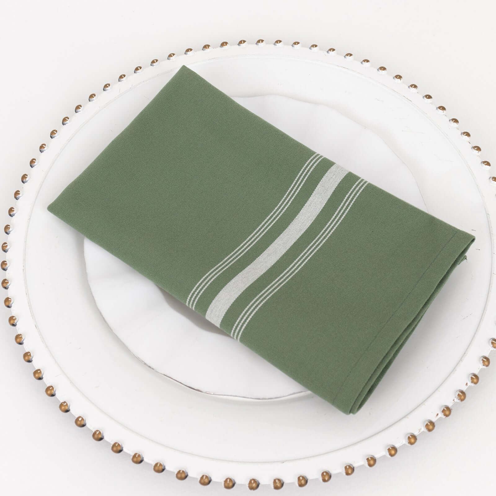 10 Pack Premium Spun Polyester Napkins 18"x22" Dusty Sage Green/White Bistro Style - Soft & Highly Durable Dinner Napkins - Image 3