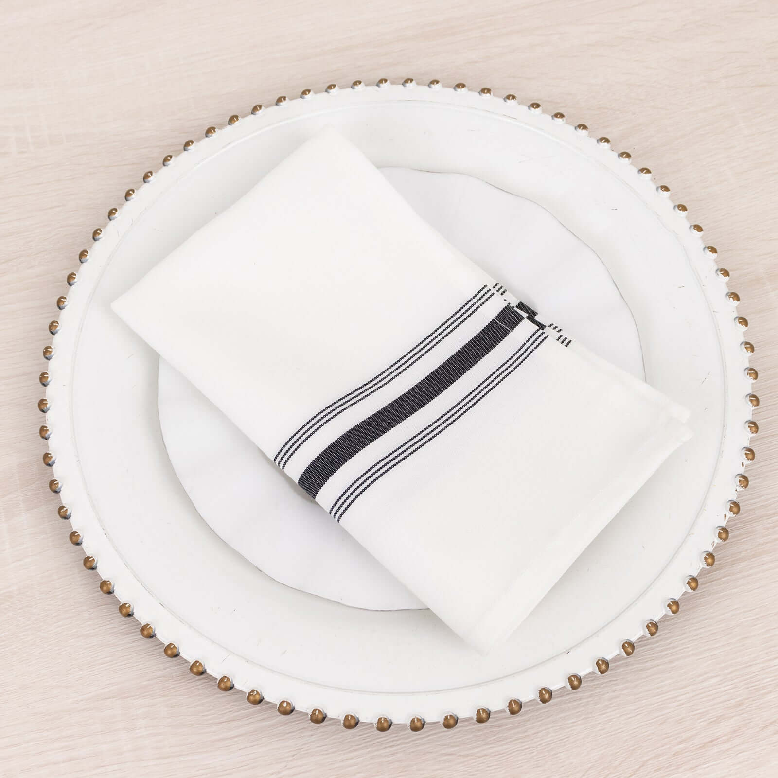 10 Pack Premium Spun Polyester Napkins 18"x22" White/Black Bistro Style - Soft and Highly Durable Dinner Napkins for Weddings & Celebrations - Image 3