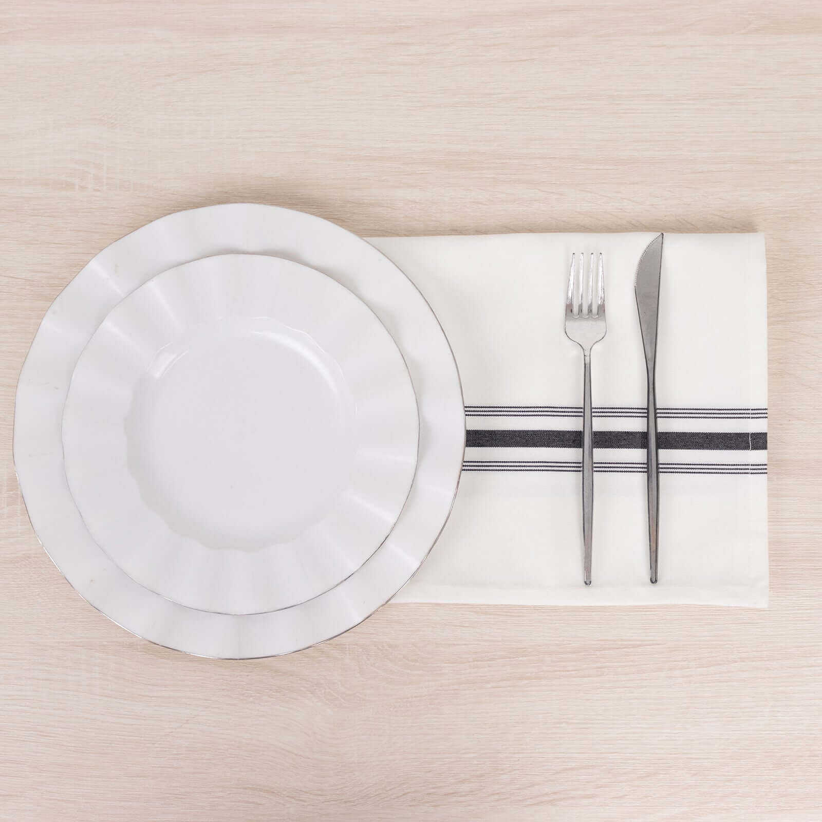 10 Pack Premium Spun Polyester Napkins 18"x22" White/Black Bistro Style - Soft and Highly Durable Dinner Napkins for Weddings & Celebrations - Image 8