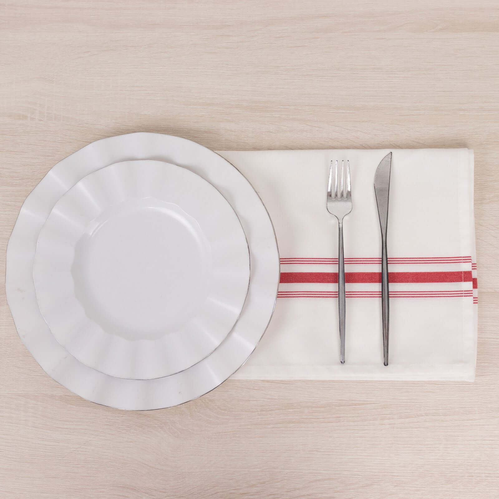 10 Pack Premium Spun Polyester Napkins 18"x22" White/Red Bistro Style - Soft & Highly Durable Dinner Napkins - Image 9