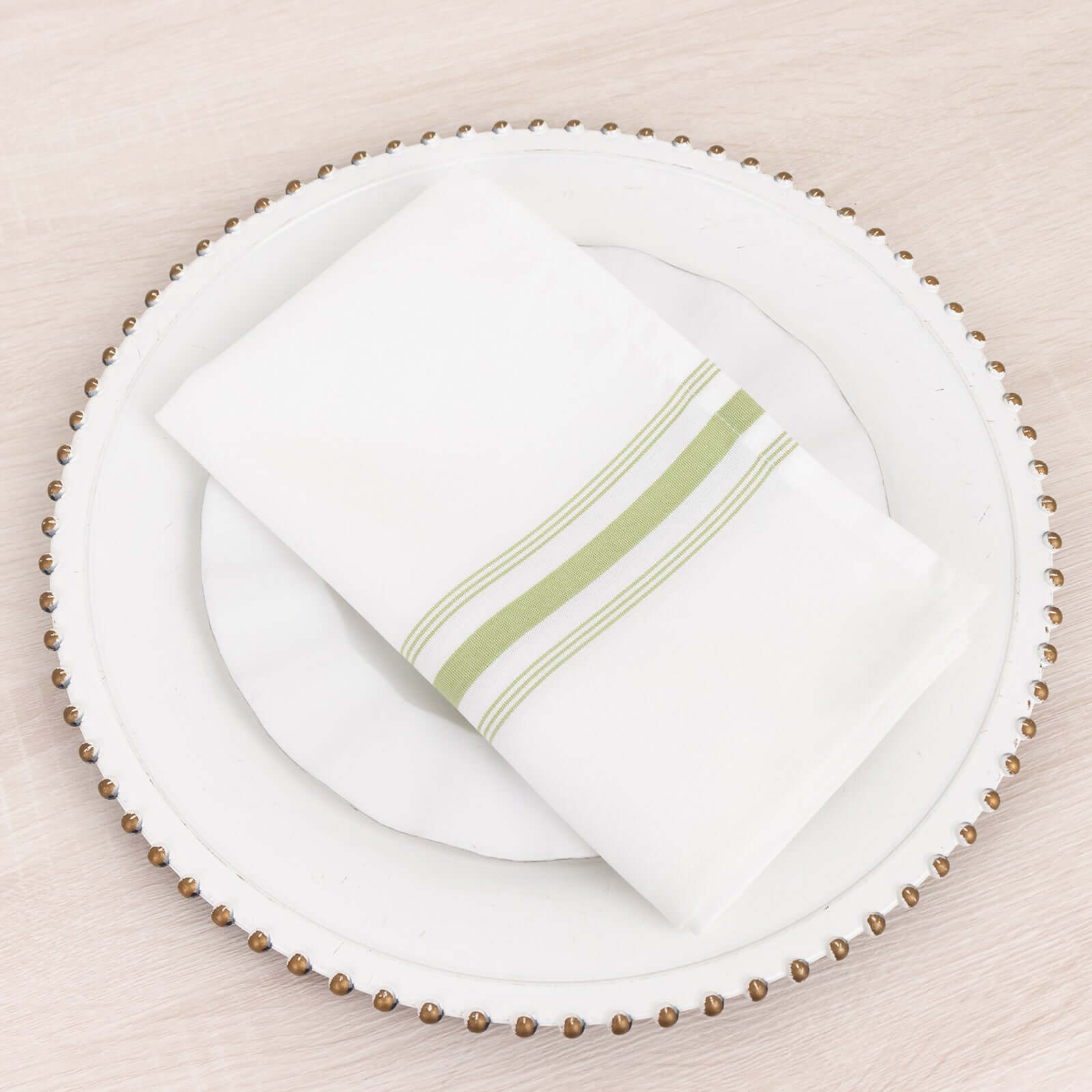 10 Pack Premium Spun Polyester Napkins 18"x22" White/Sage Green Bistro Style - Soft & Highly Durable Dinner Napkins - Image 3