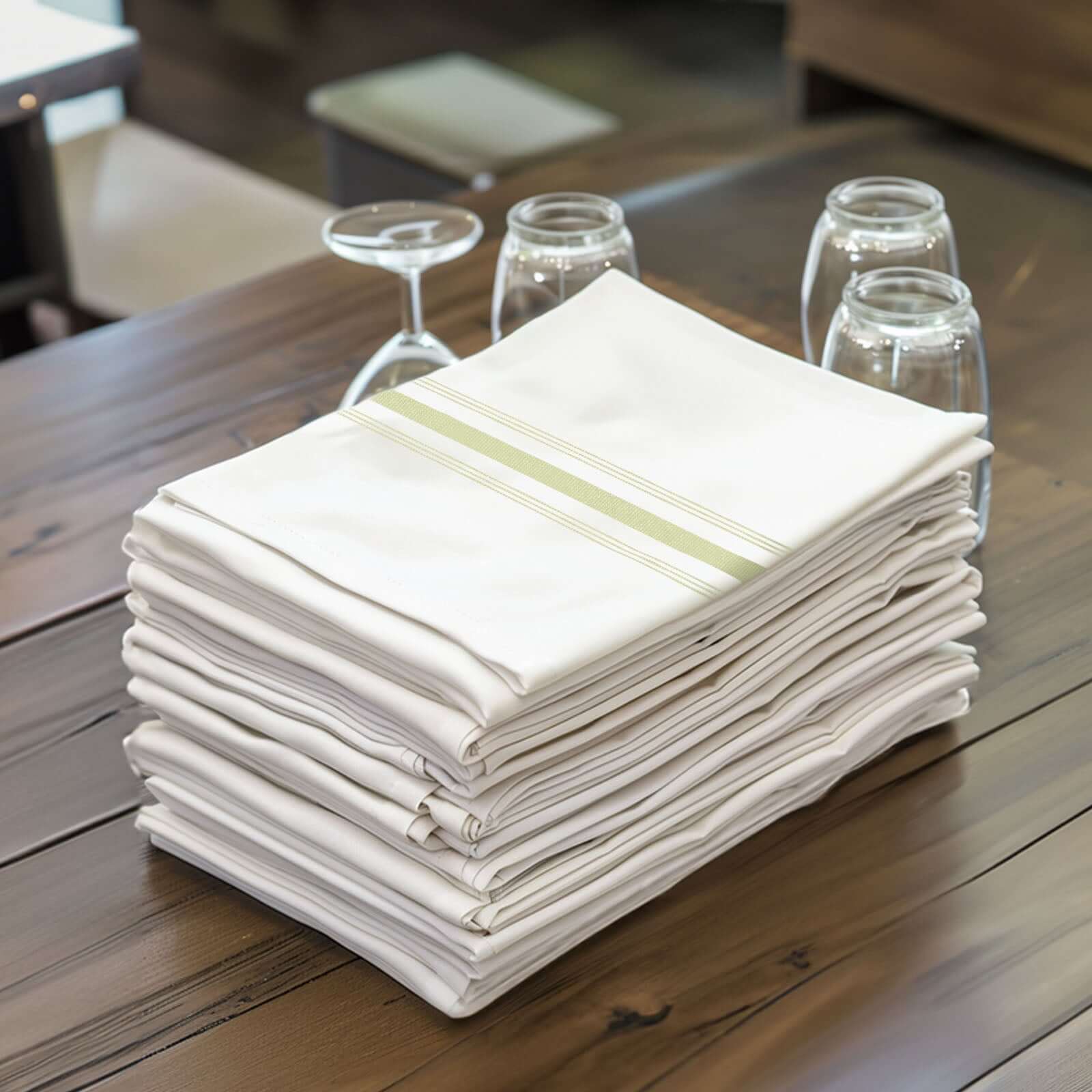 10 Pack Premium Spun Polyester Napkins 18"x22" White/Sage Green Bistro Style - Soft & Highly Durable Dinner Napkins - Image 6