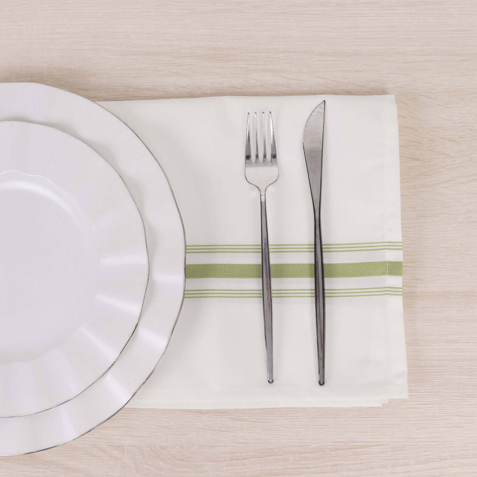 10 Pack Premium Spun Polyester Napkins 18"x22" White/Sage Green Bistro Style - Soft & Highly Durable Dinner Napkins - Image 7