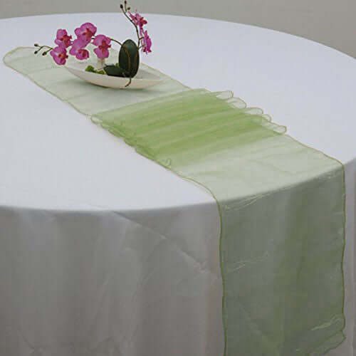 10 Pack Sheer Organza Table Runners 14"x108" Olive Green - Lightweight Table Decor - Image 6
