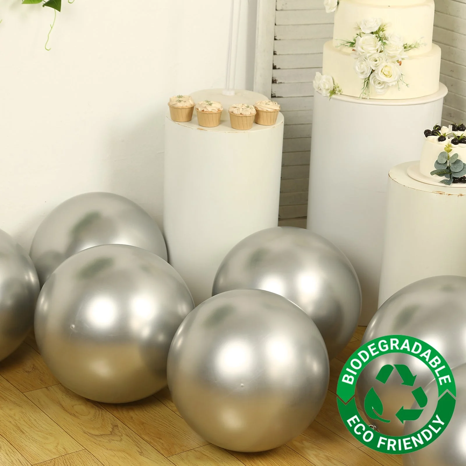 10 Pack Silver Biodegradable Balloons, Eco-friendly Thickened Extra Strong Latex Helium Party Balloons - 18" - Image 10