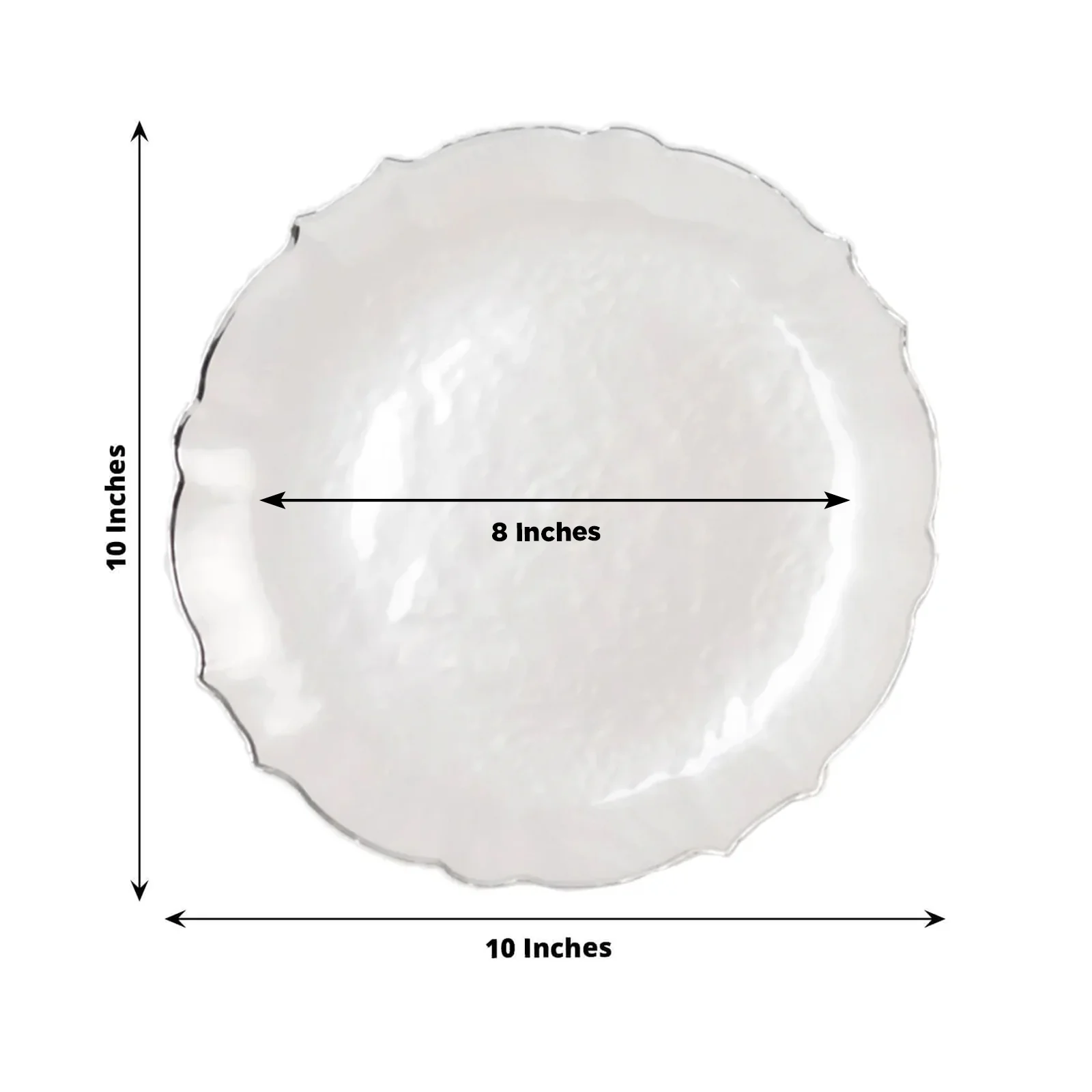 10-Pack Plastic Round Dinner Plates 10" Pearl White Sunflower with Silver Scalloped Rim - Disposable Party Plates for Sophisticated Events & Celebrations - Image 3