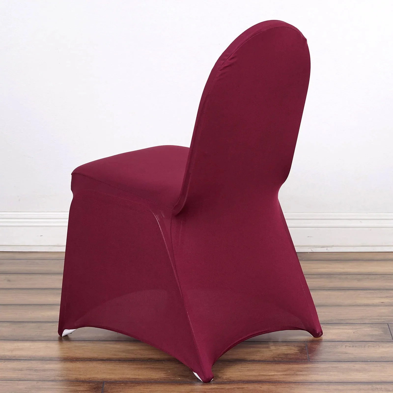 10 Pack Spandex Fitted Banquet Chair Covers Burgundy - Reusable Stretch Slip-On Slipcovers - Image 7