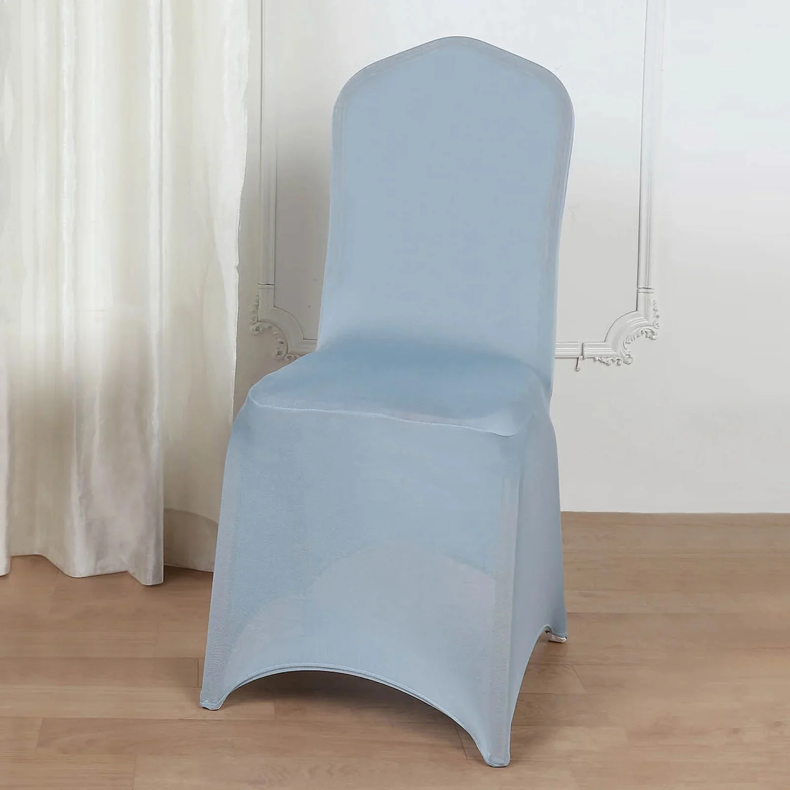 10 Pack Spandex Fitted Banquet Chair Covers Dusty Blue - Reusable Stretch Slip-On Slipcovers - Image 8