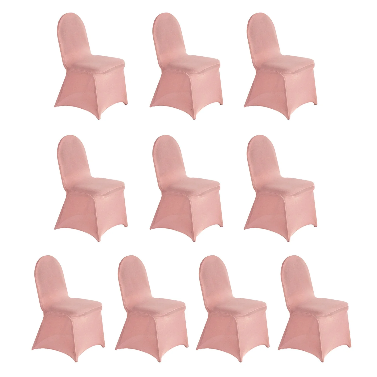 10 Pack Spandex Fitted Banquet Chair Covers Dusty Rose - Reusable Stretch Slip-On Slipcovers - Image 3