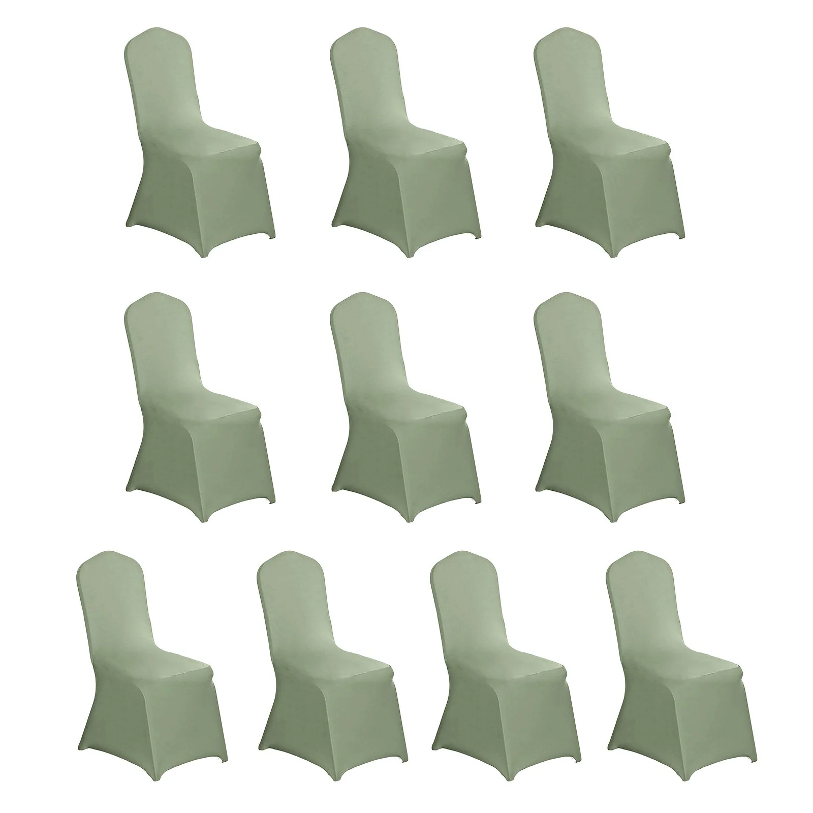10 Pack Spandex Fitted Banquet Chair Covers Dusty Sage Green - Reusable Stretch Slip-On Slipcovers - Image 3