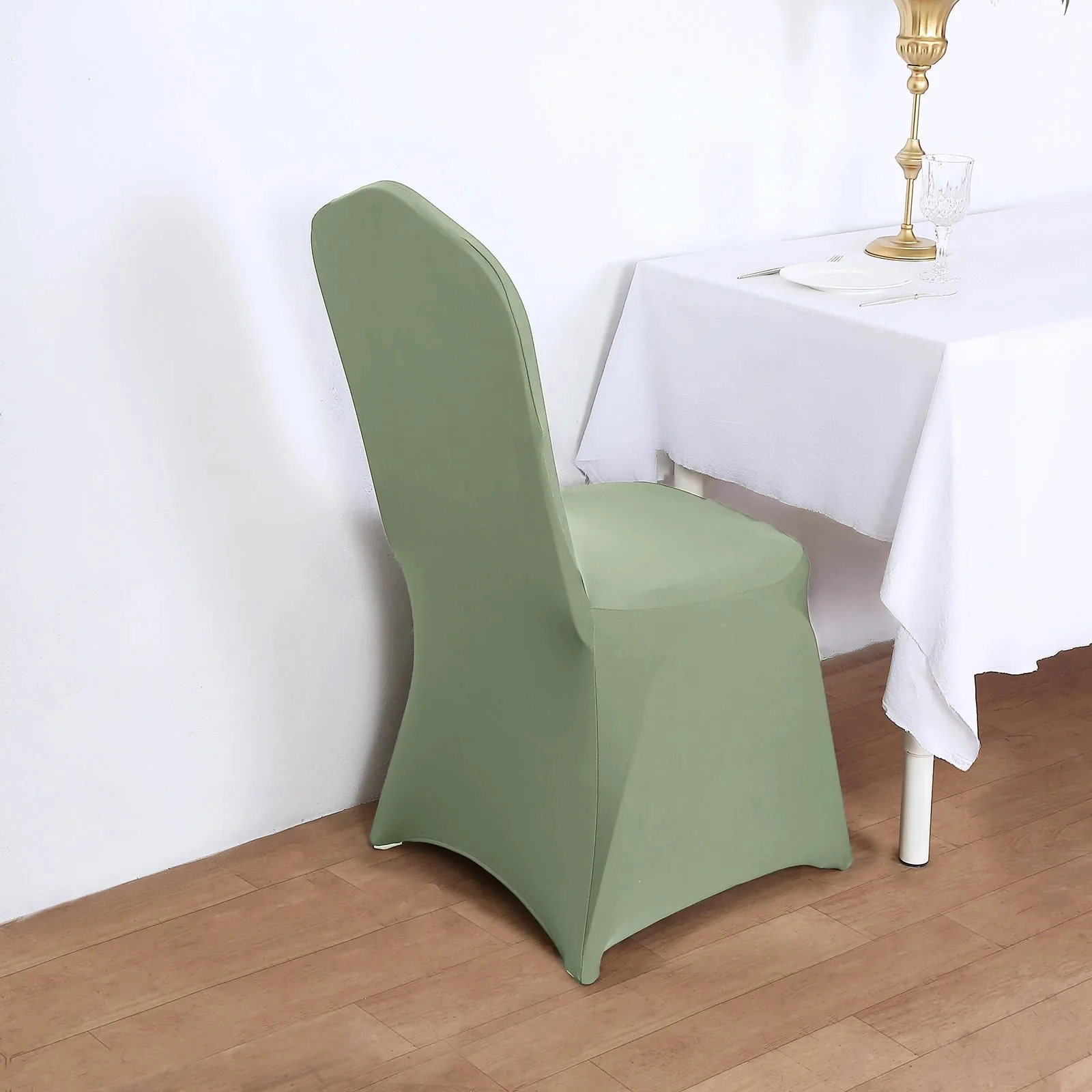 10 Pack Spandex Fitted Banquet Chair Covers Dusty Sage Green - Reusable Stretch Slip-On Slipcovers - Image 6