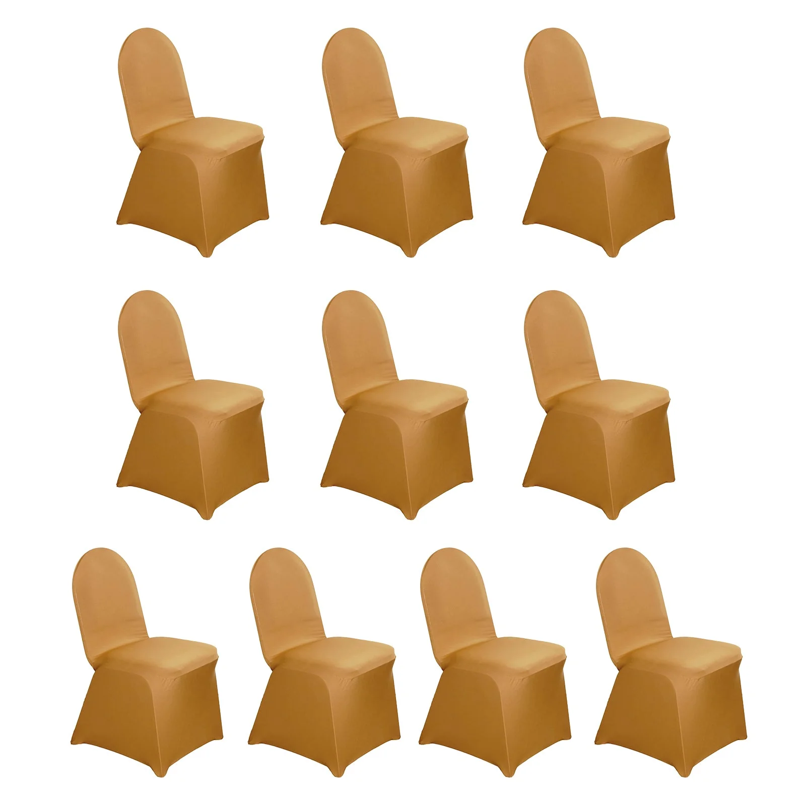 10 Pack Spandex Fitted Banquet Chair Covers Gold - Reusable Stretch Slip-On Slipcovers for Weddings & Events - Image 3