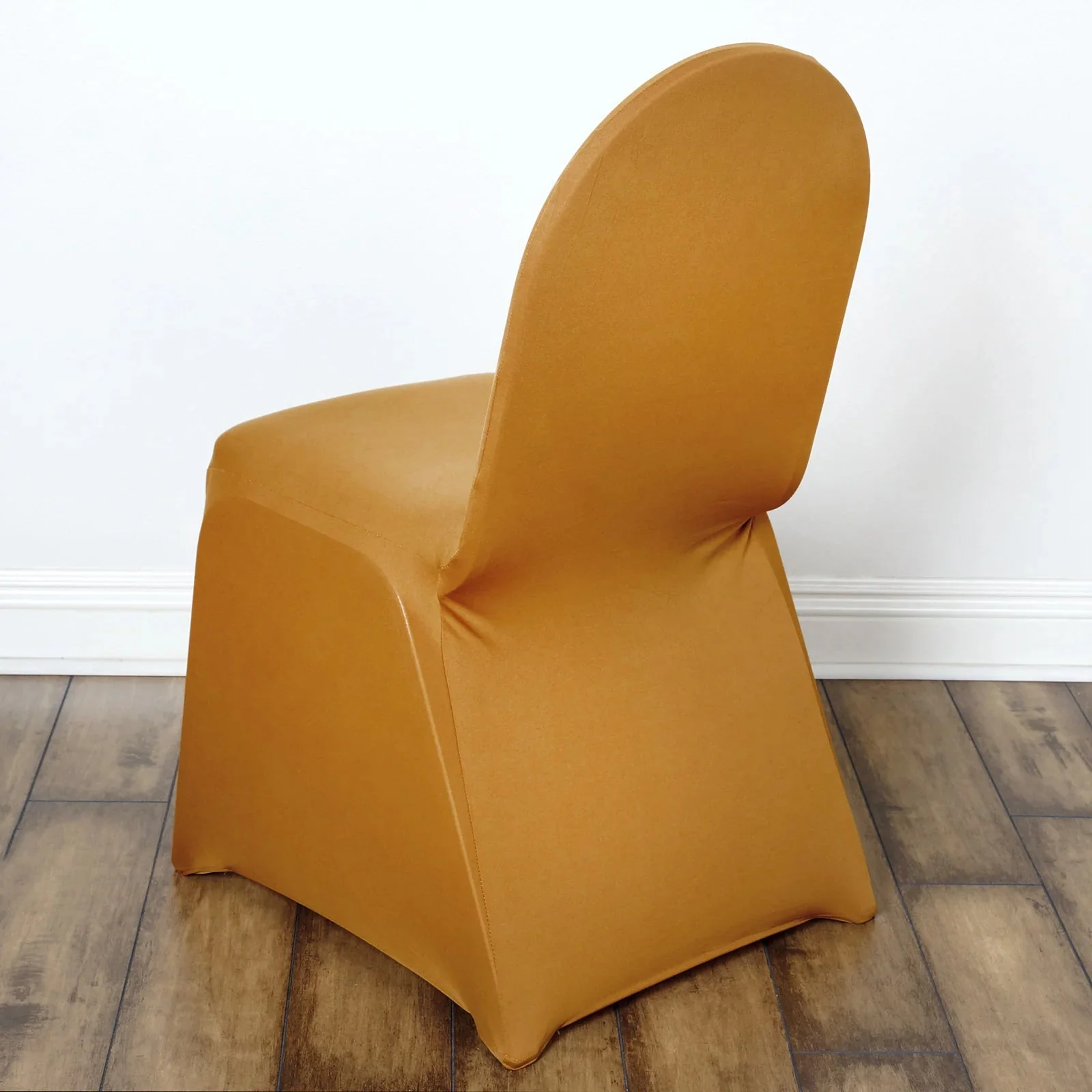 10 Pack Spandex Fitted Banquet Chair Covers Gold - Reusable Stretch Slip-On Slipcovers for Weddings & Events - Image 6