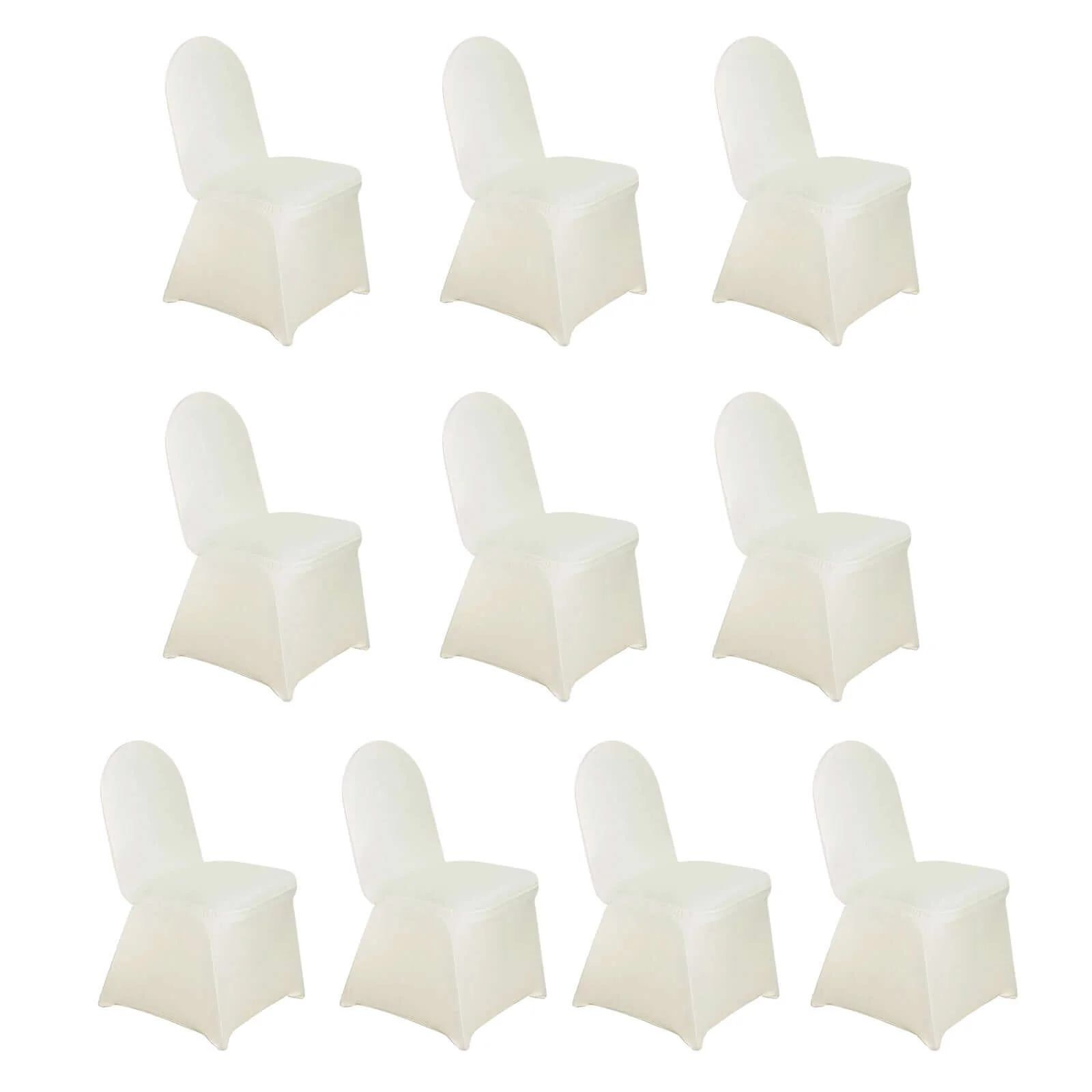10 Pack Spandex Fitted Banquet Chair Covers Ivory - Reusable Stretch Slip-On Slipcovers - Image 3