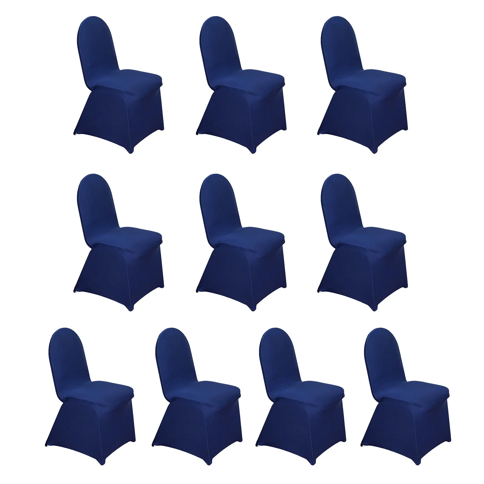 10 Pack Spandex Fitted Banquet Chair Covers Navy Blue - Reusable Stretch Slip-On Slipcovers - Image 3