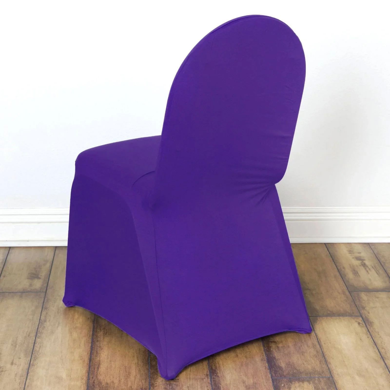 10 Pack Spandex Fitted Banquet Chair Covers Purple - Reusable Stretch Slip-On Slipcovers - Image 6
