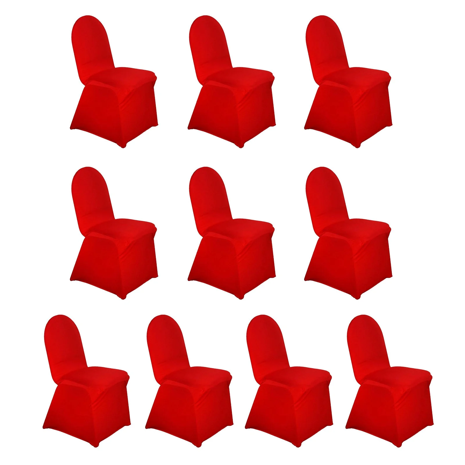 10 Pack Spandex Fitted Banquet Chair Covers Red - Reusable Stretch Slip-On Slipcovers - Image 3